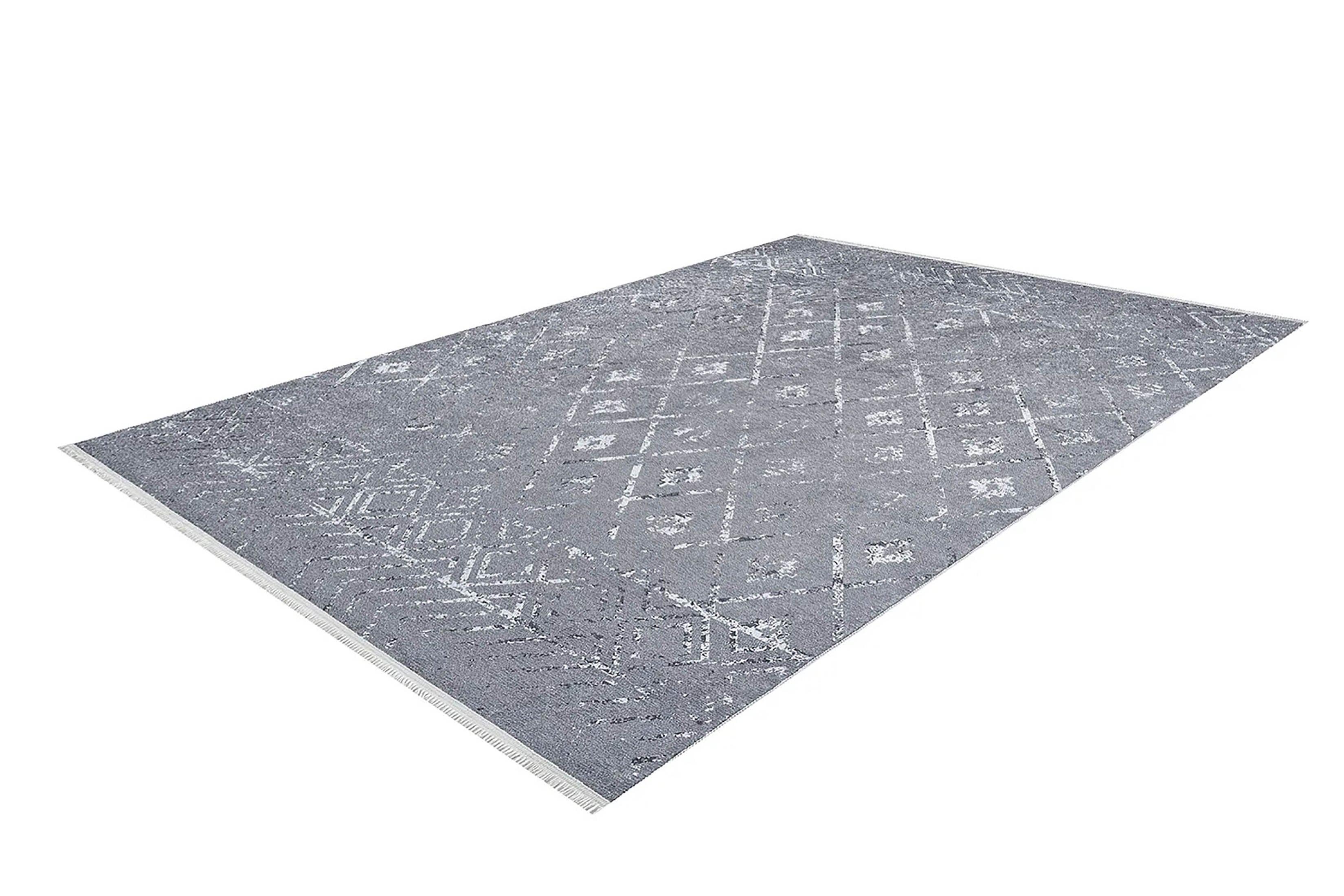 Gri Geometrik Antika Benzersiz Vintage Halı