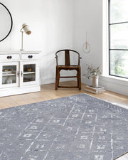 Gri Geometrik Antika Benzersiz Vintage Halı