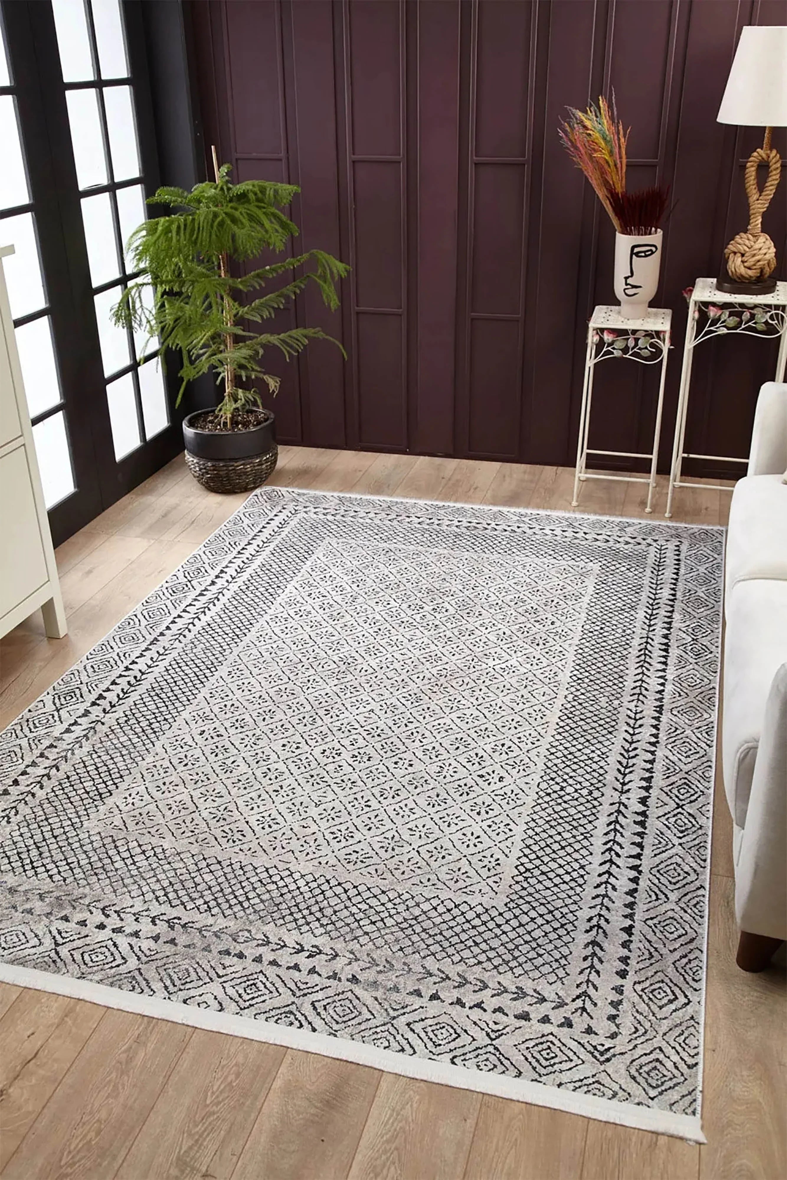 Gri Geometrik Halı