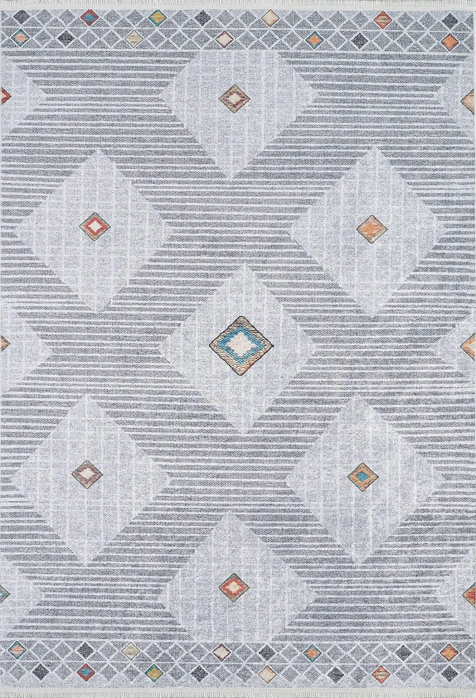 Gri Geometrik Modern Antika Vintage Halı
