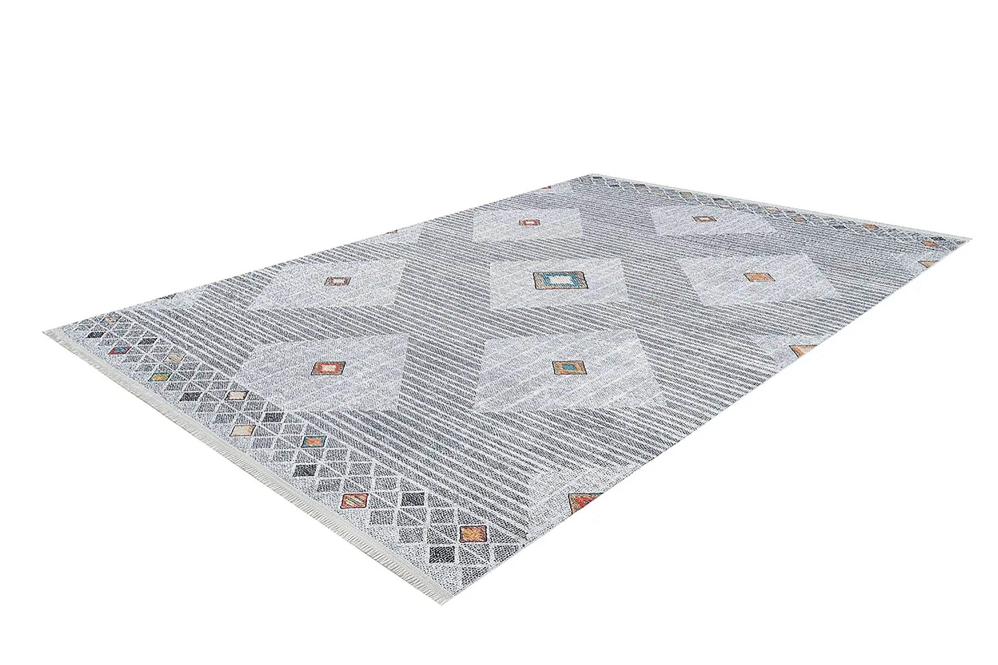 Gri Geometrik Modern Antika Vintage Halı