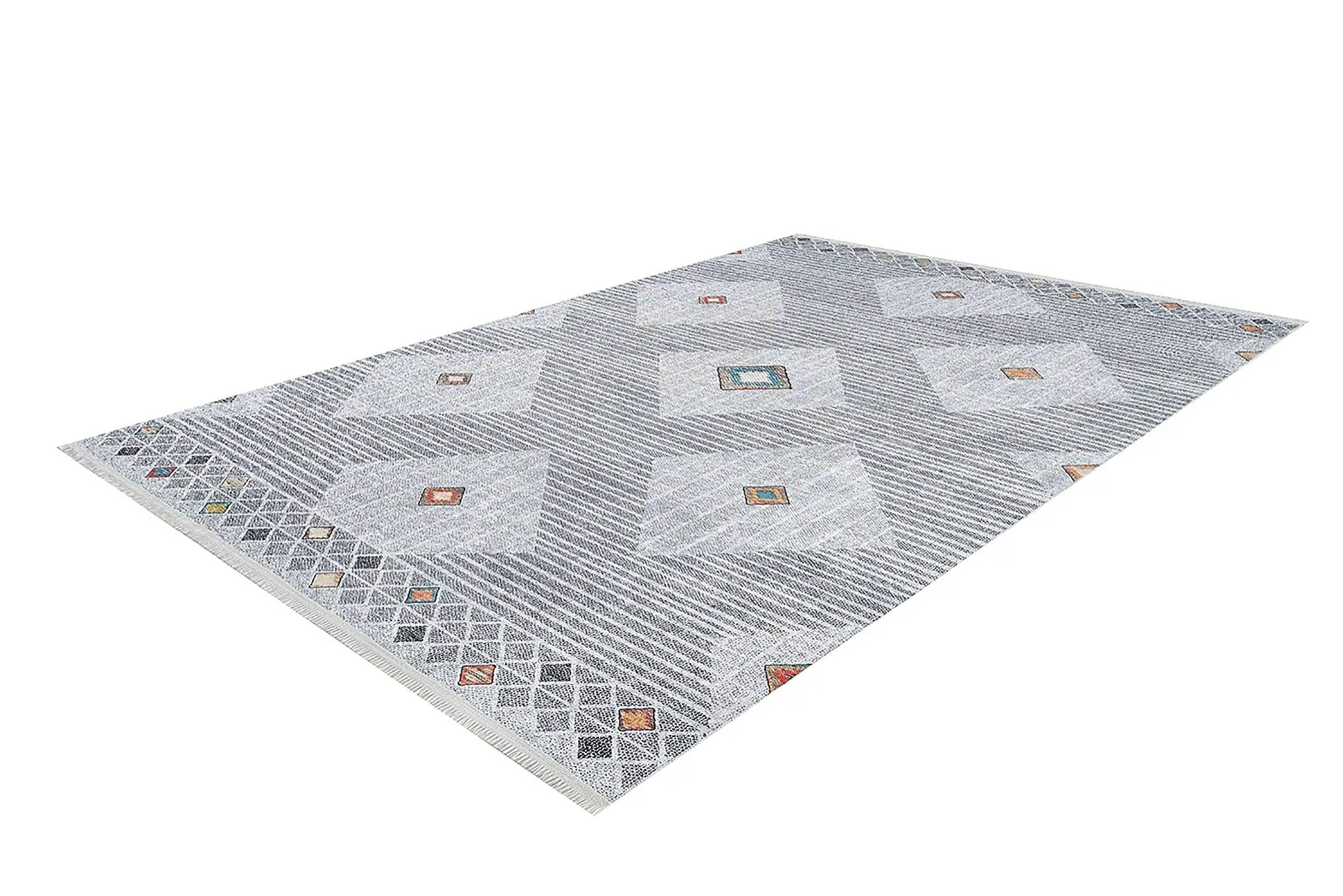 Gri Geometrik Modern Antika Vintage Halı