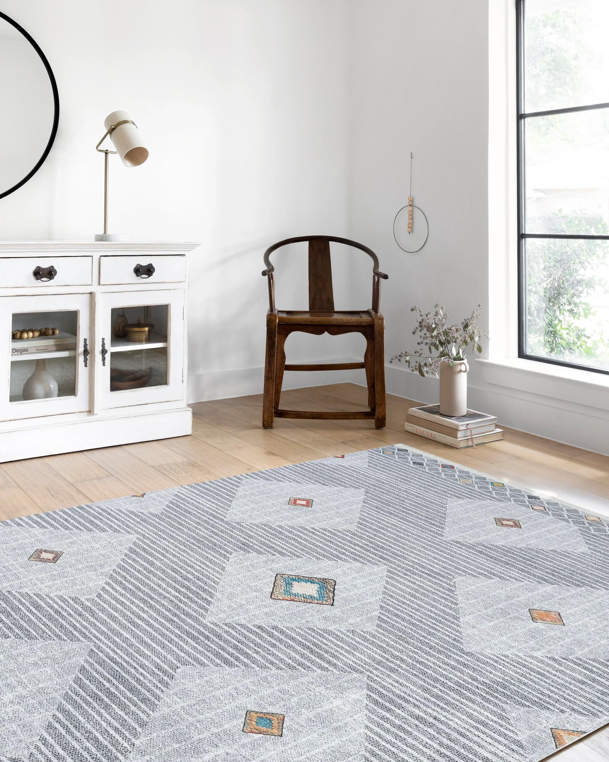 Gri Geometrik Modern Antika Vintage Halı