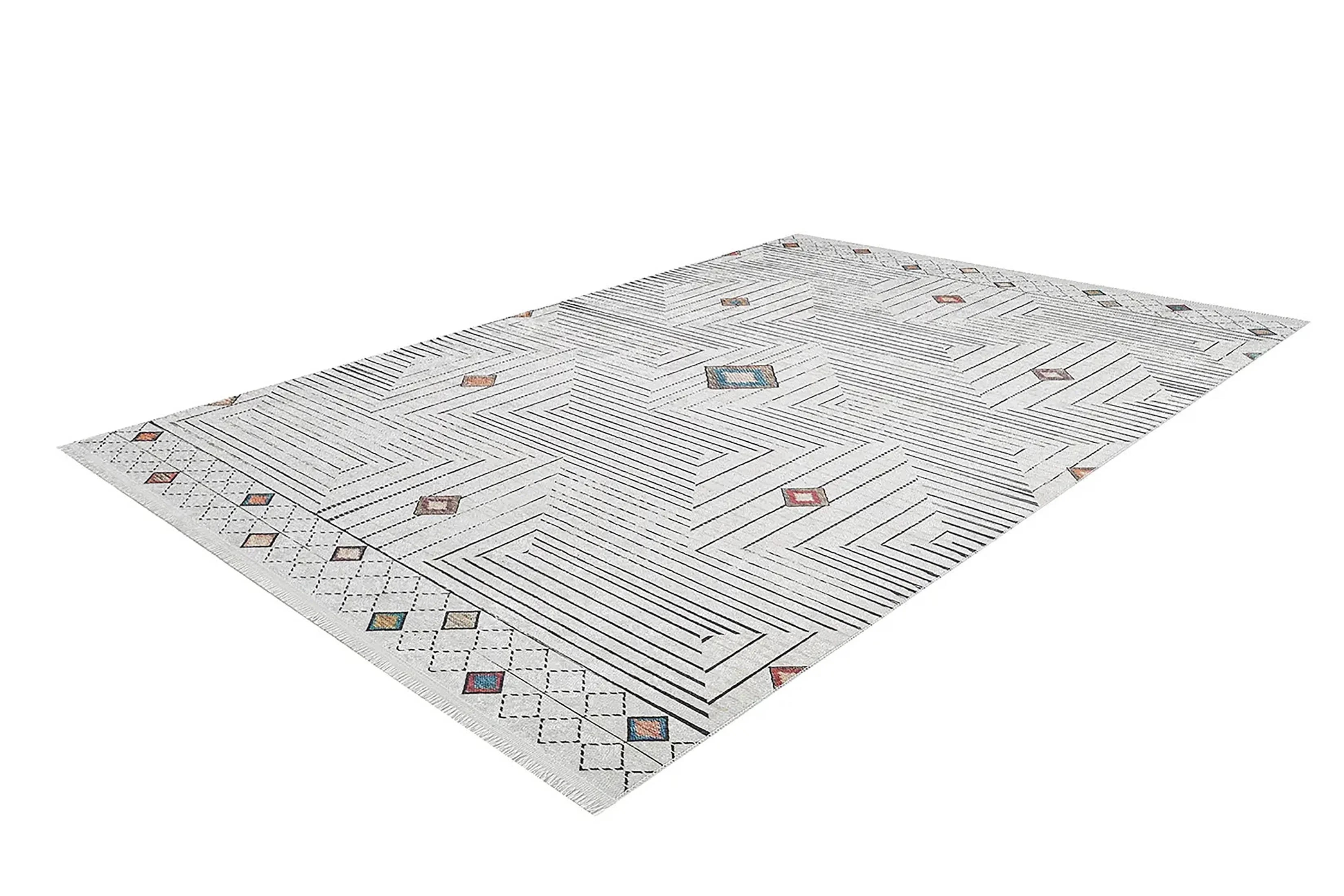 Gri Geometrik Modern Antika Vintage Lüks Halı