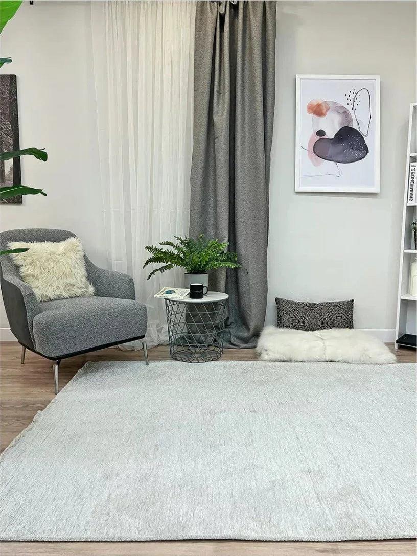 Gri Gümüş Düz Yıkanabilir Antibakteriyel Halı