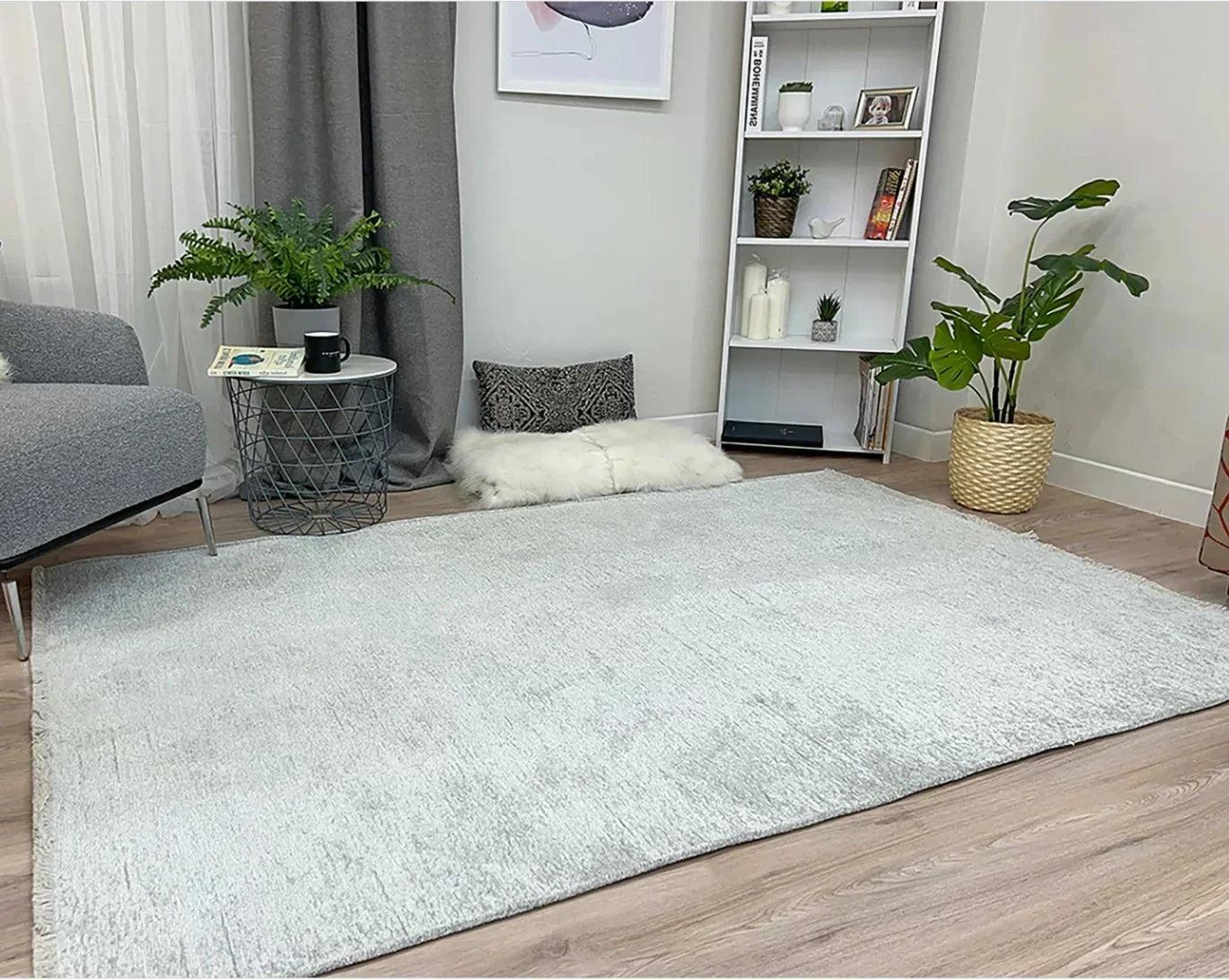 Gri Gümüş Düz Yıkanabilir Antibakteriyel Halı