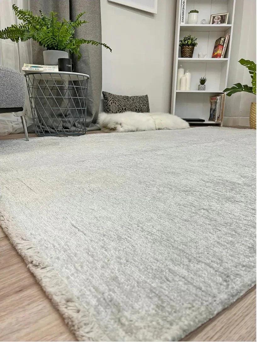 Gri Gümüş Düz Yıkanabilir Antibakteriyel Halı