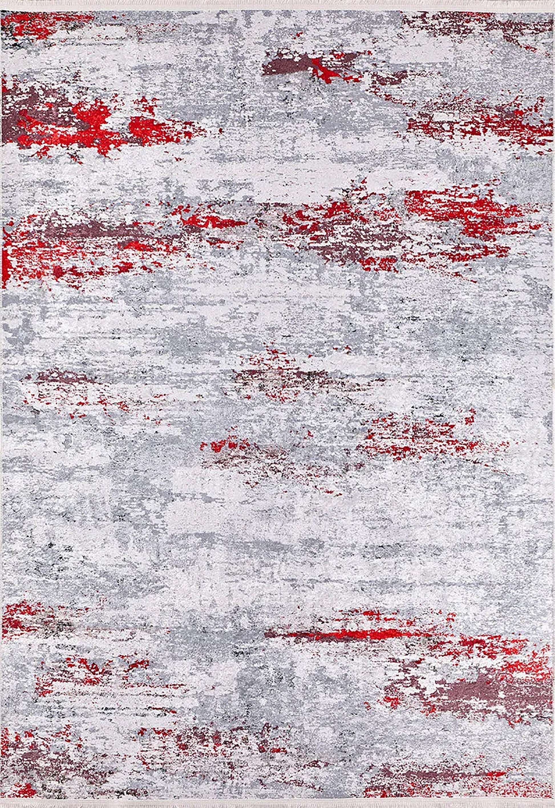 Gri Kırmızı Modern Halı