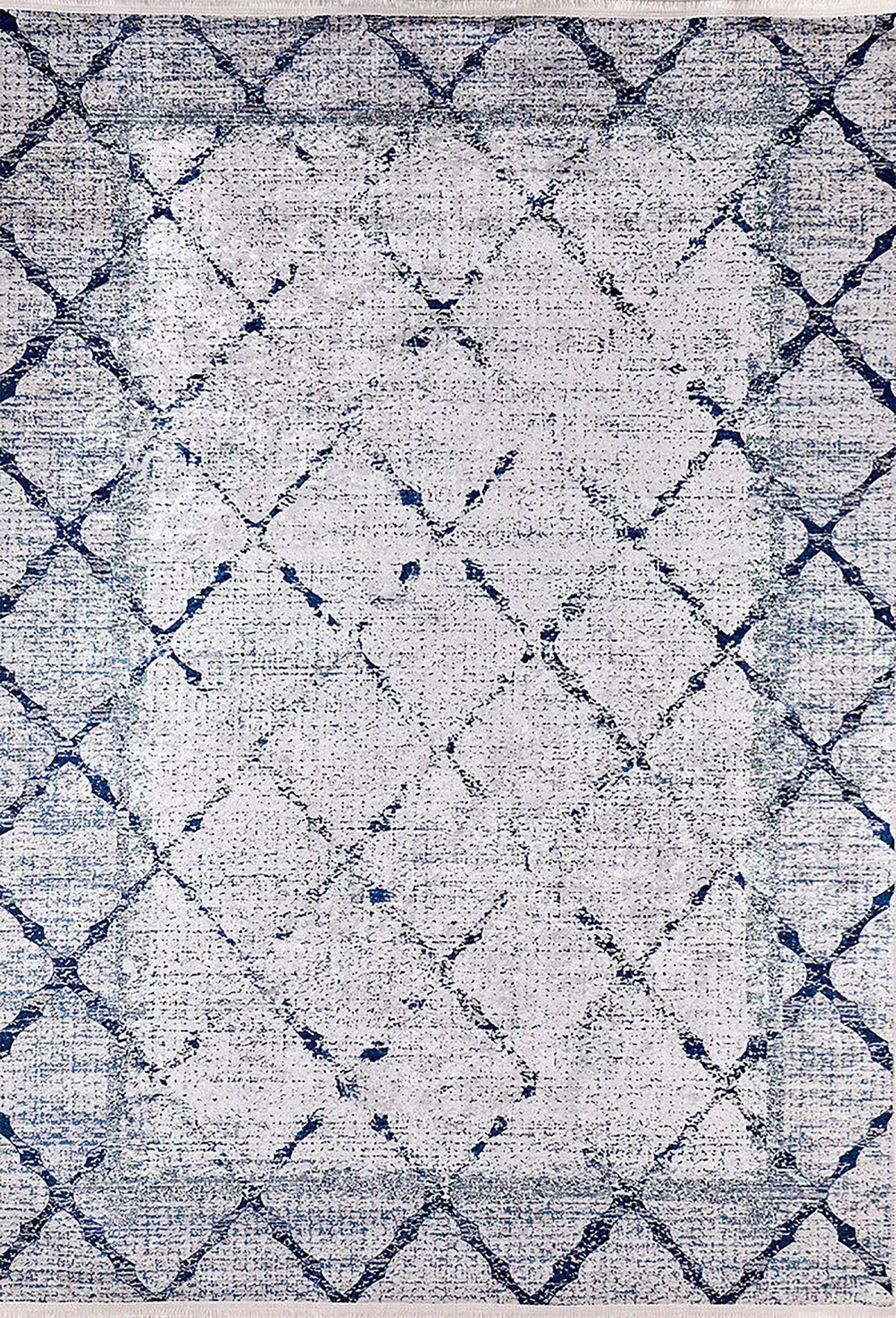 Gri Mavi Geometrik Antik Art Deco Halı