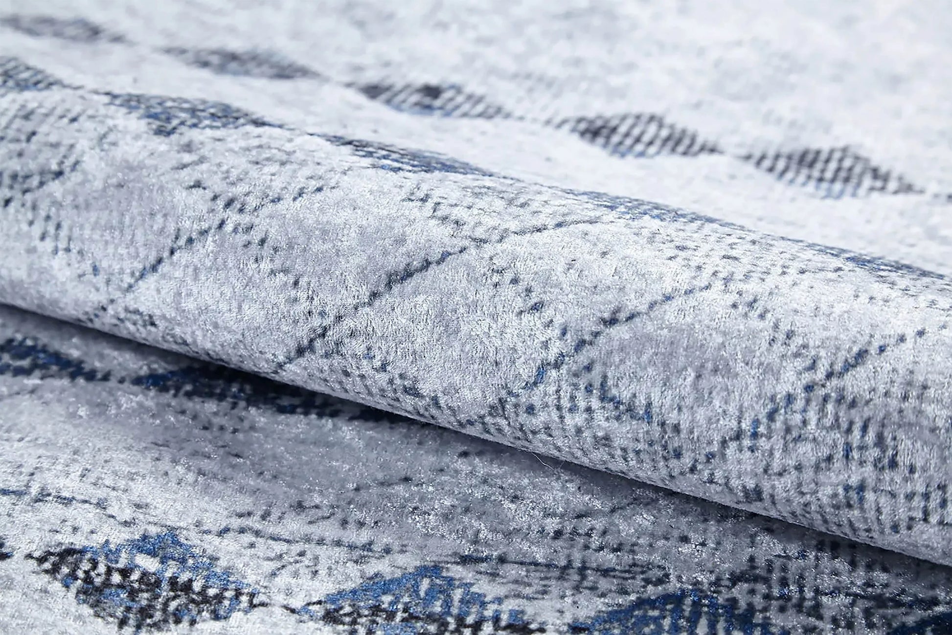 Gri Mavi Geometrik Antik Vintage Halı