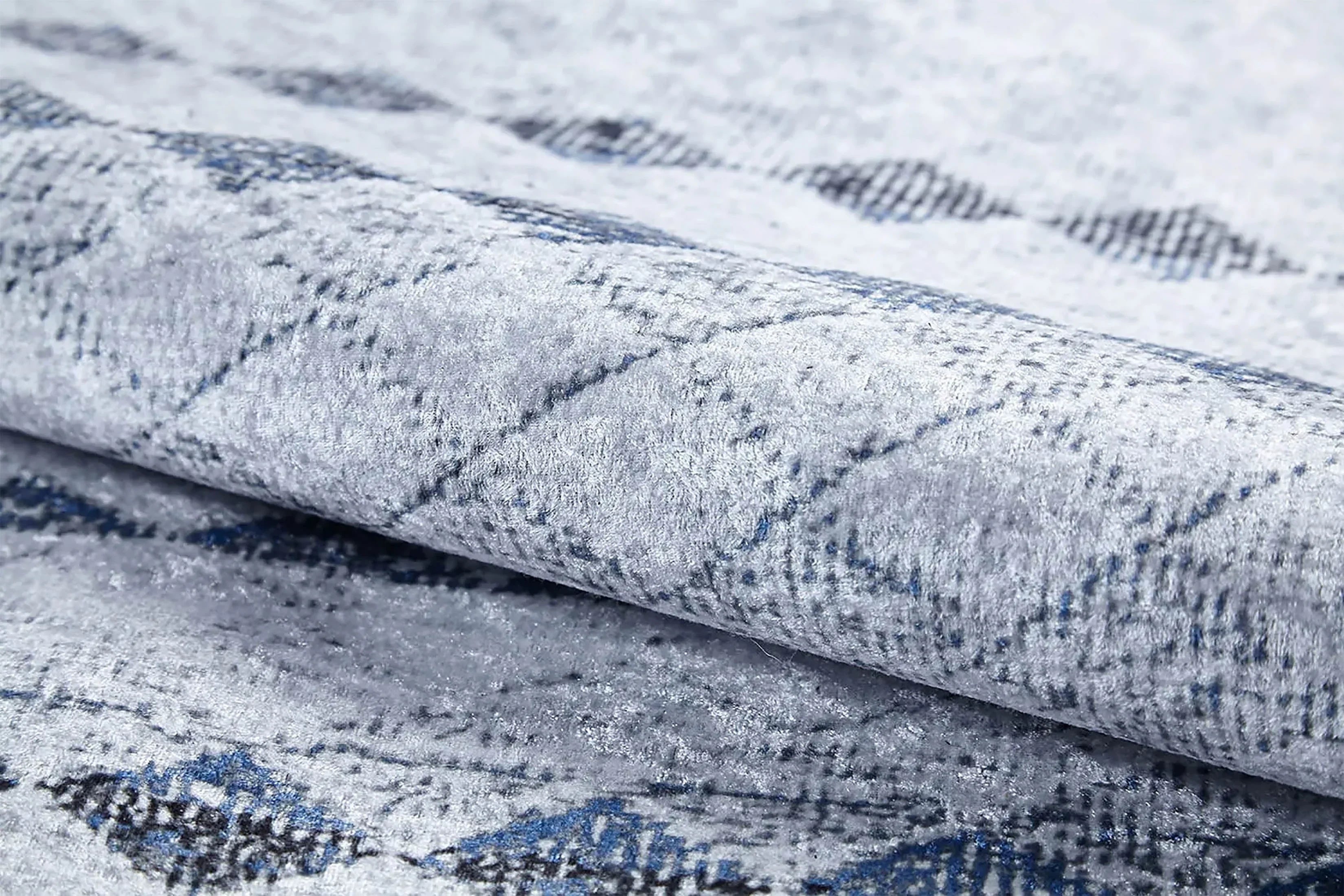 Gri Mavi Geometrik Antik Vintage Halı