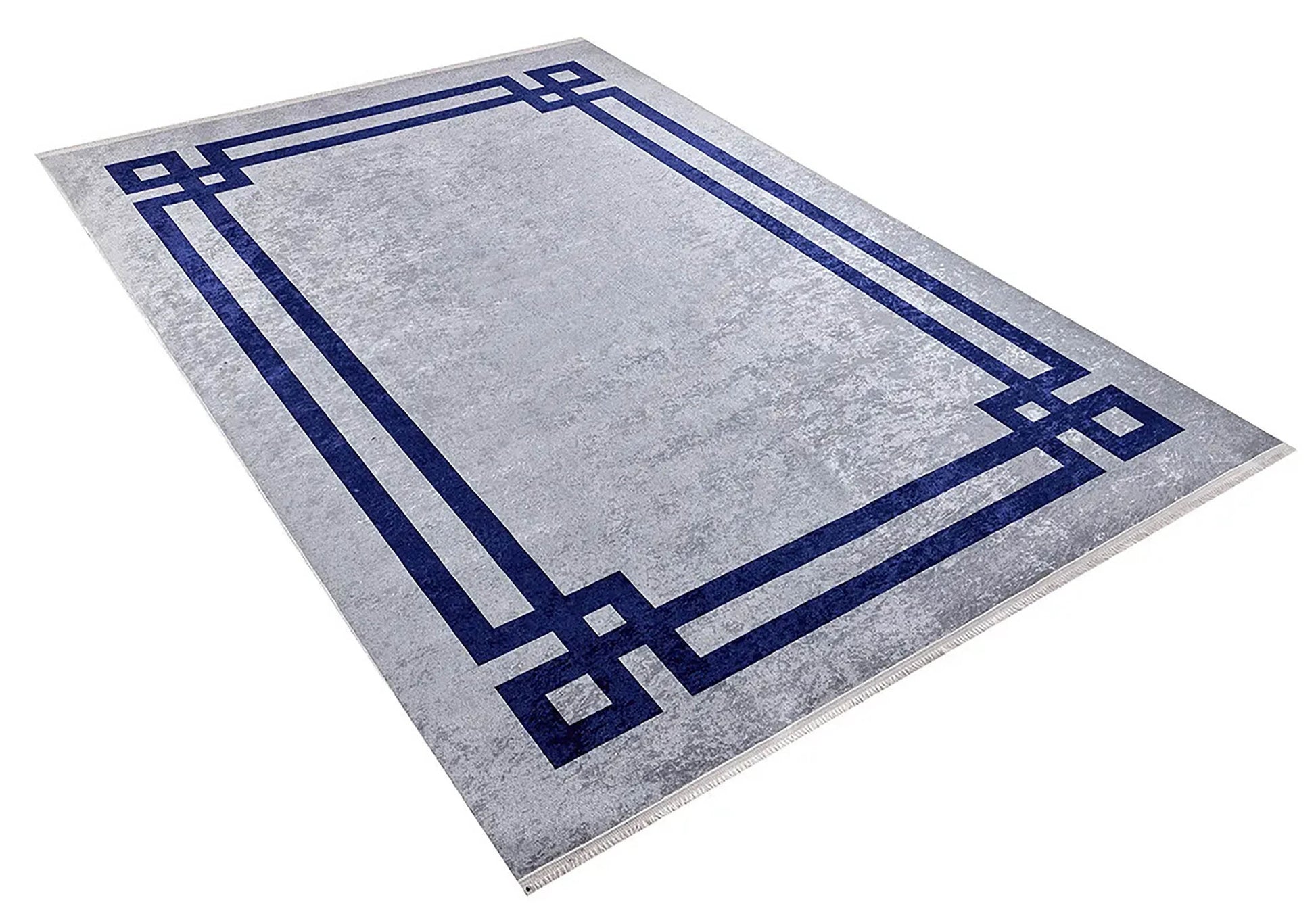 Gri Mavi Geometrik Halı