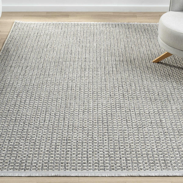 Grey Melange Plaid Woven Modern Rug - L667GRBO