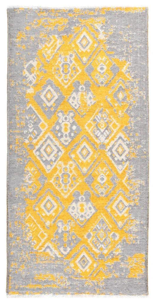 Gri Sarı Çift Taraflı Modern Vintage Yıkanabilir Antibakteriyel Halı
