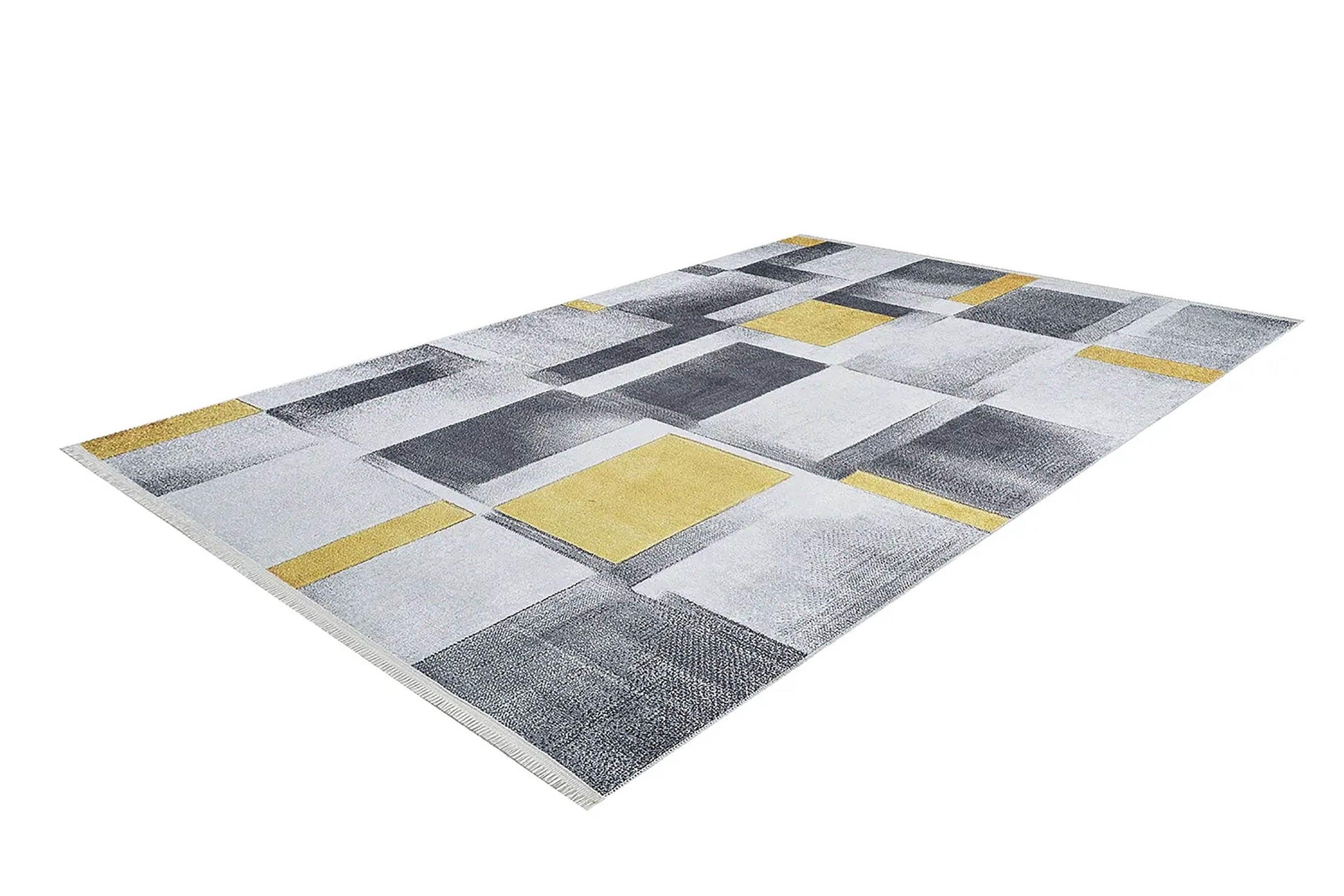 Gri Sarı Modern Geometrik Halı