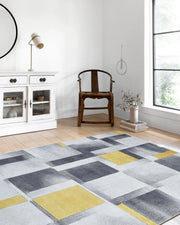Gri Sarı Modern Geometrik Halı