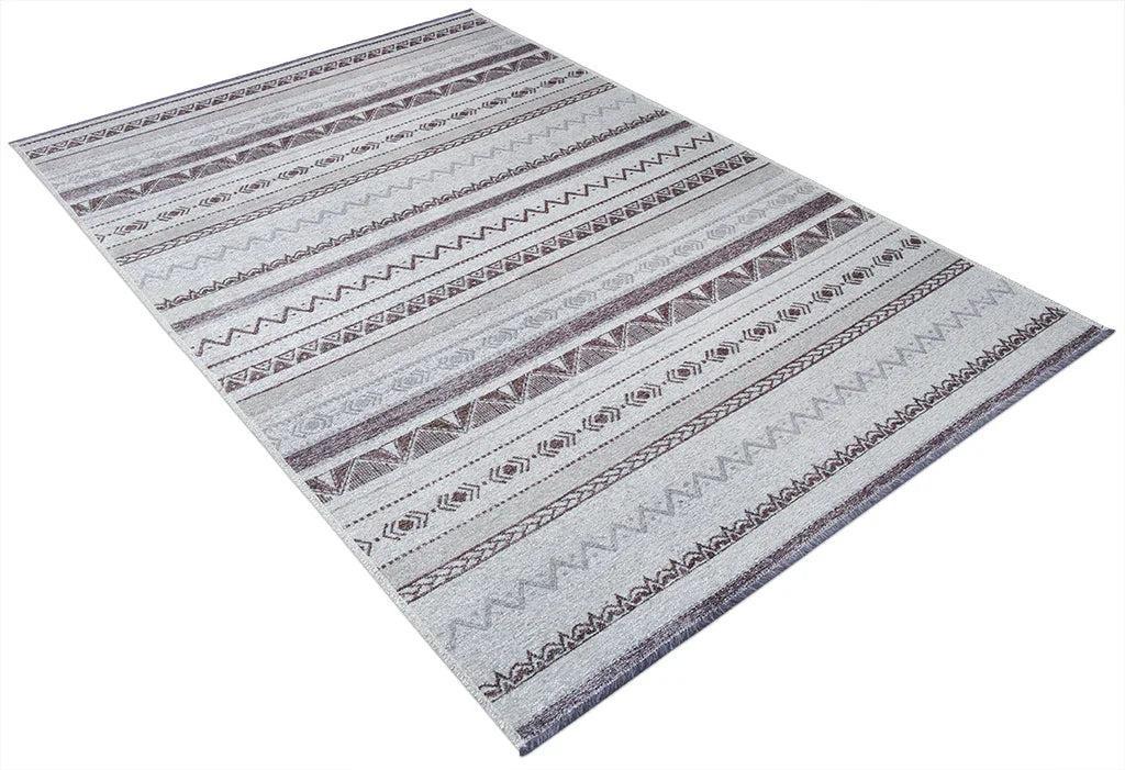 Gri Siyah Pamuk Polyester Modern İskandinav Yıkanabilir Halı
