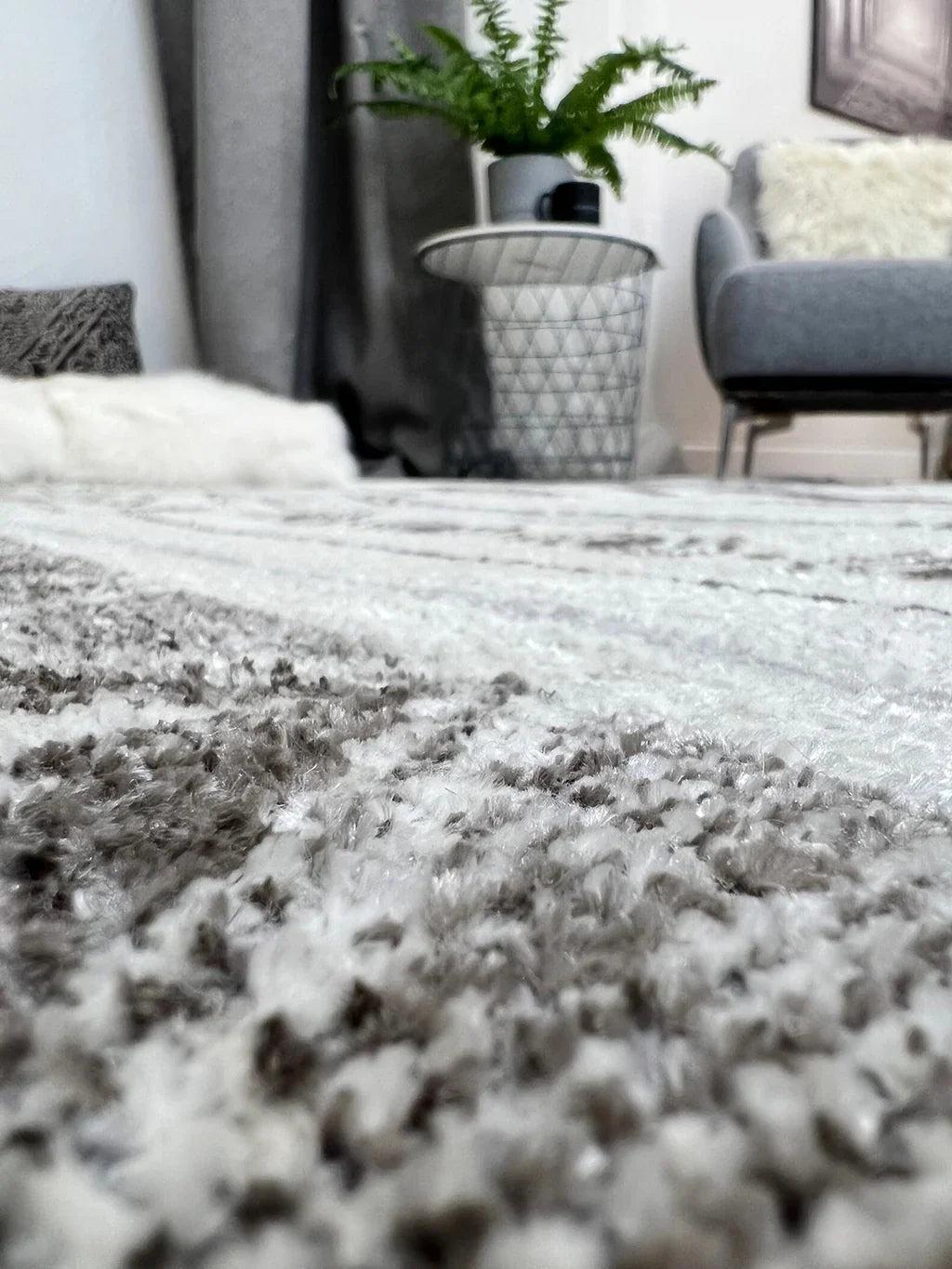 Gri Siyah Pamuk Polyester Modern İskandinav Yıkanabilir Halı