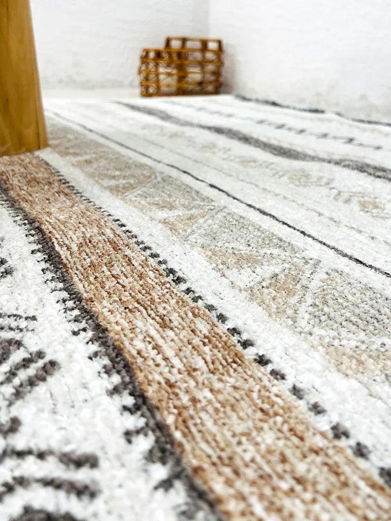 Gri Siyah ve Beyaz Bej Modern İskandinav Yıkanabilir Halı