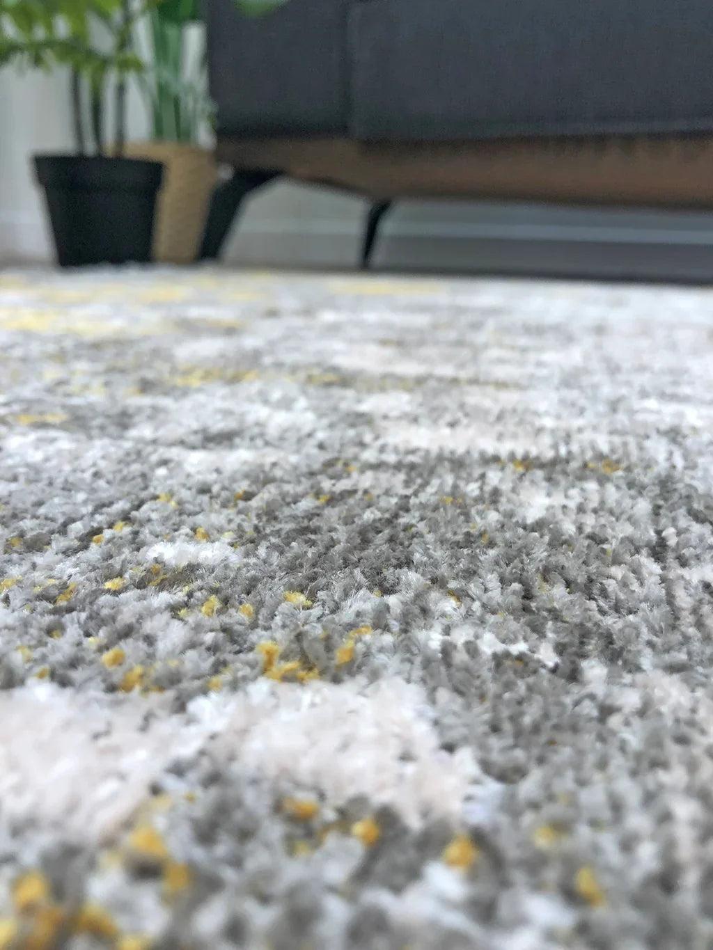 Gri Siyah ve Sarı Altın Çift Taraflı Modern Yıkanabilir Antibakteriyel Halı