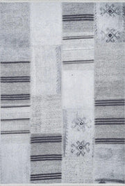 Gri Ton Sür Ton Patchwork Görünümlü Halı