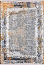 Gri Turuncu Eskitme Modern Halı