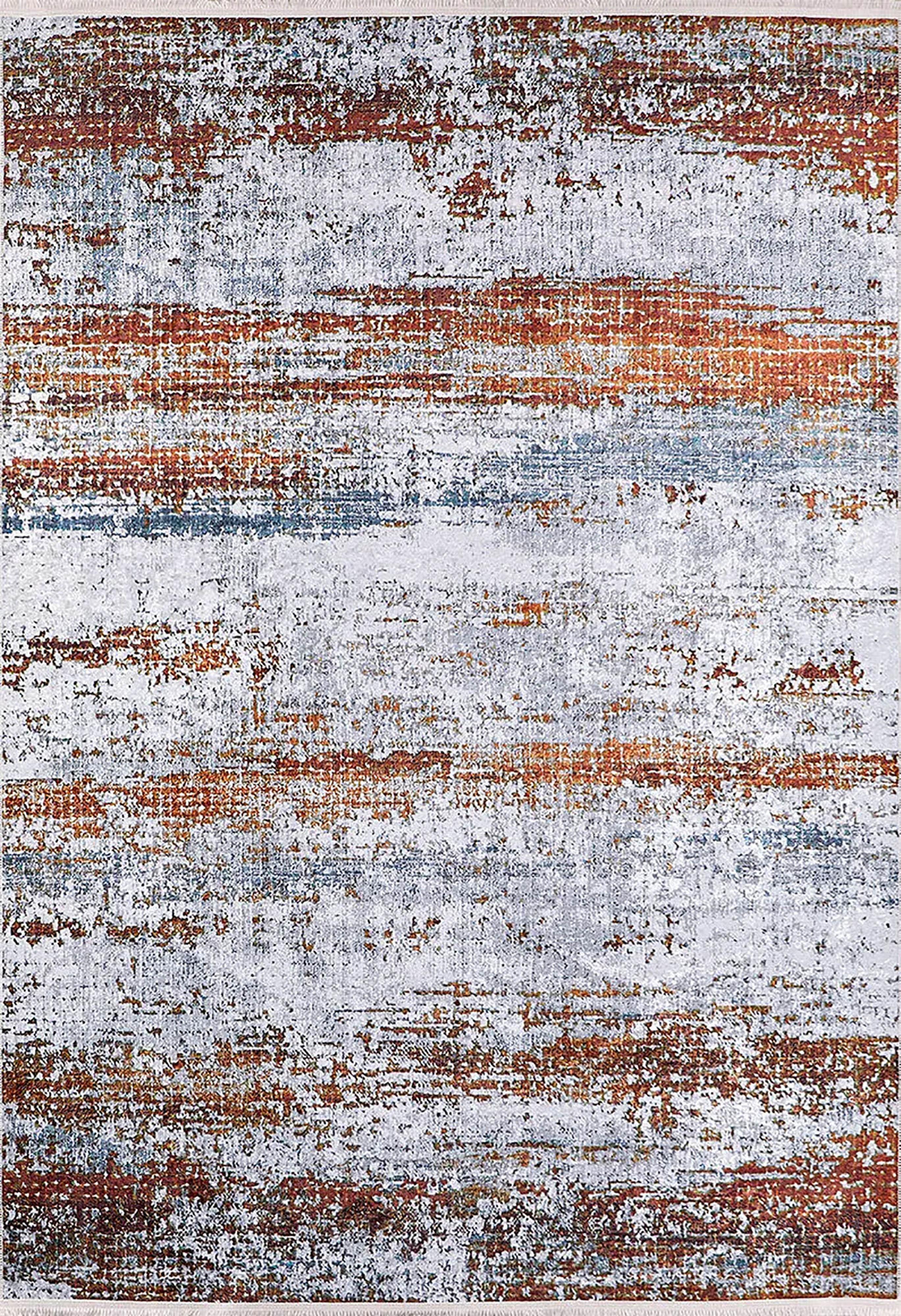 Gri Turuncu Modern Halı