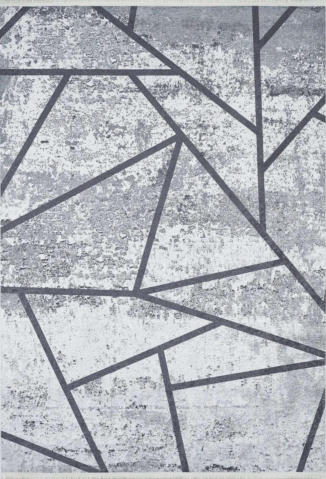 Gri ve Beyaz Geometrik Abstre Halı