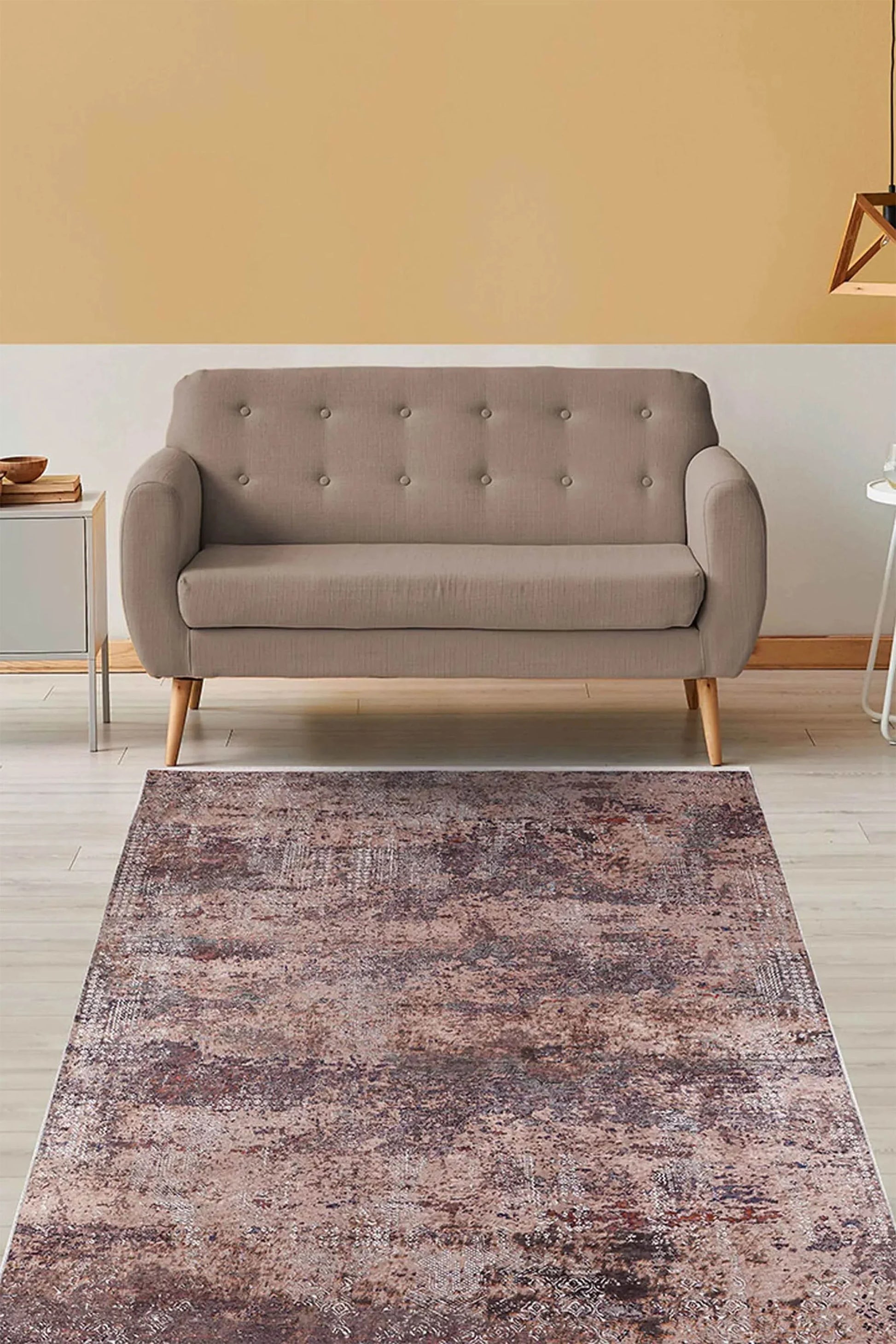 Gül Kurusu ve Bordo Modern Soyut Sanat Halısı