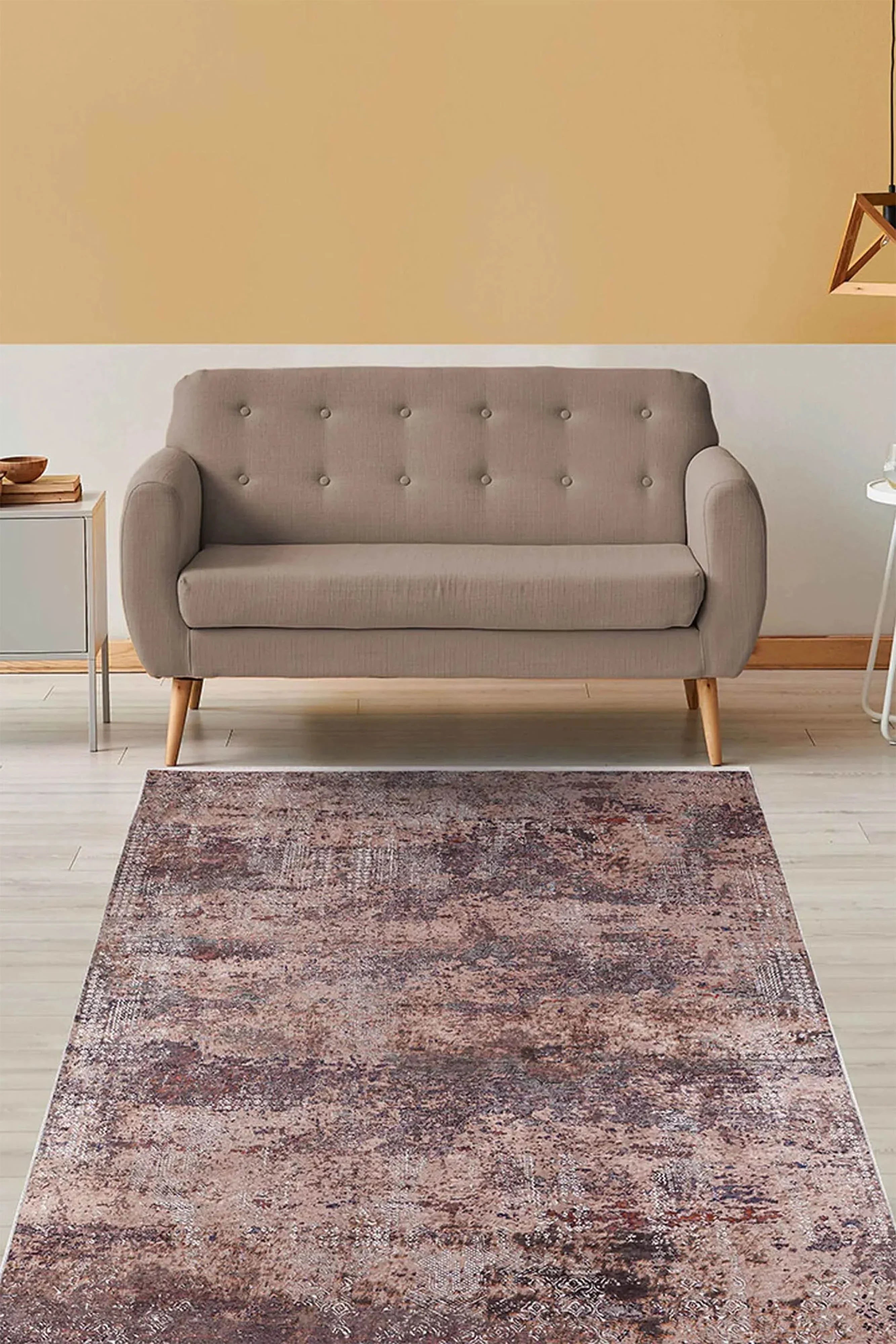 Gül Kurusu ve Bordo Modern Soyut Sanat Halısı