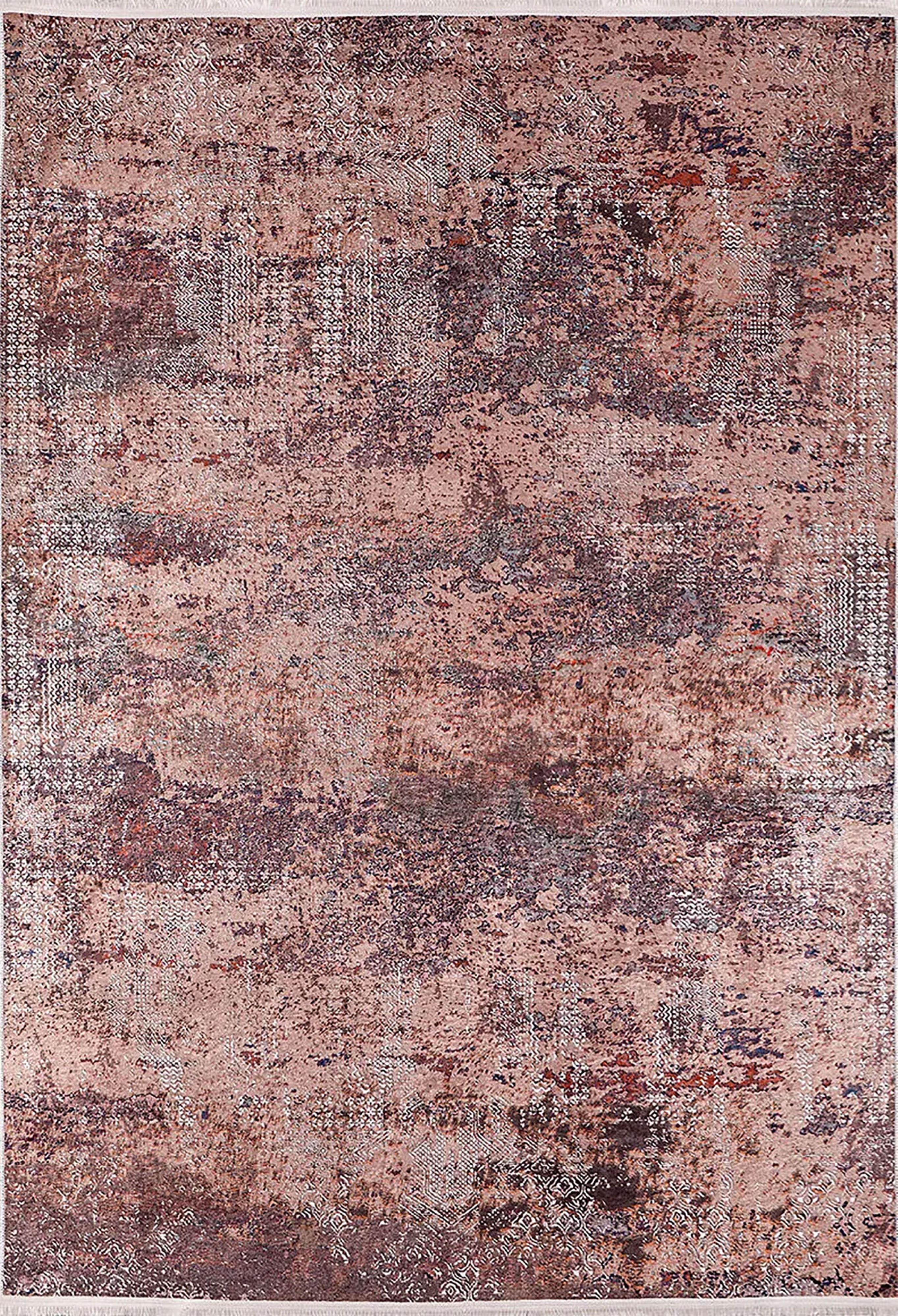 Gül Kurusu ve Bordo Modern Soyut Sanat Halısı