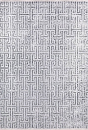 Gümüş Gri Labirent Desenli Modern Halı