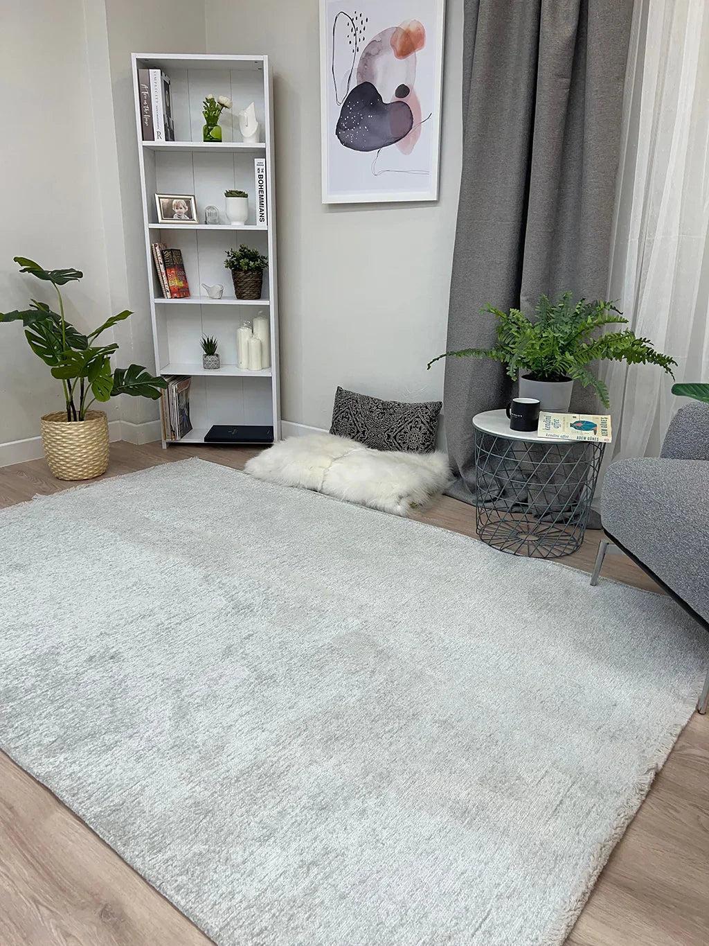 Gümüş Modern Düz Yıkanabilir Antibakteriyel Halı