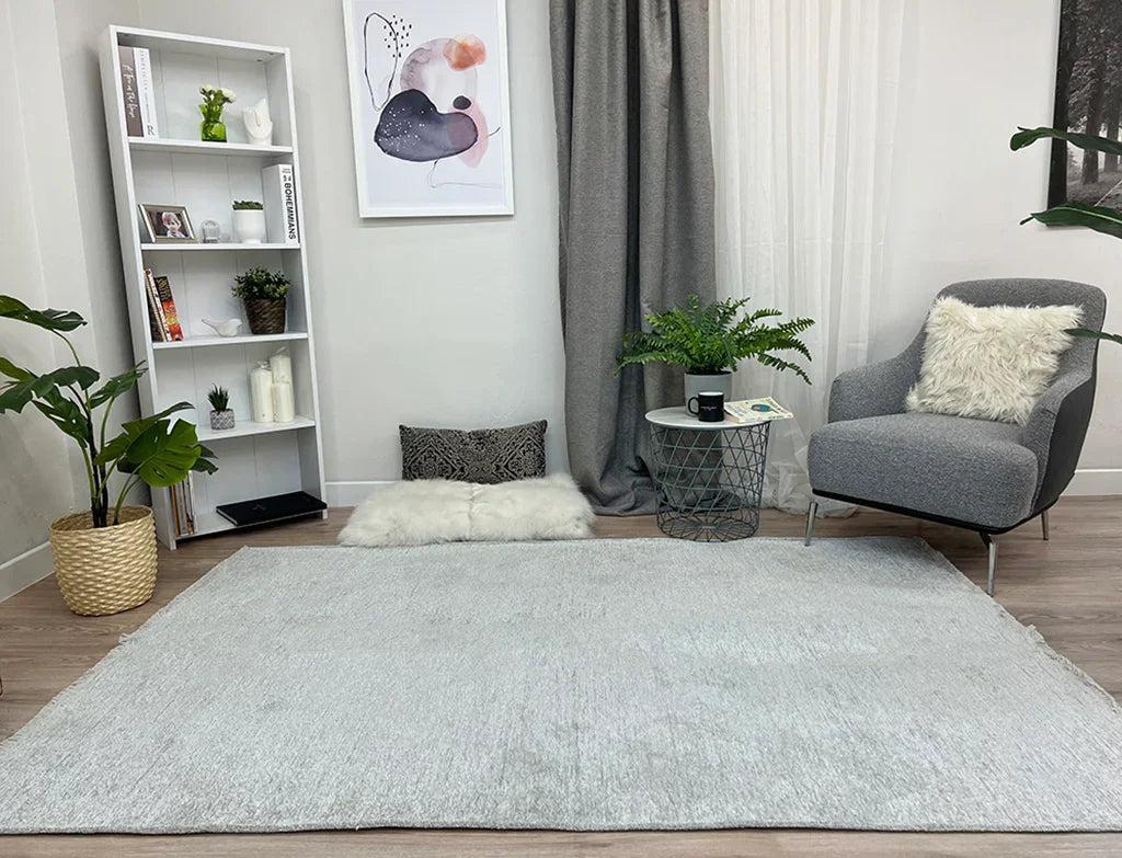 Gümüş Modern Düz Yıkanabilir Antibakteriyel Halı