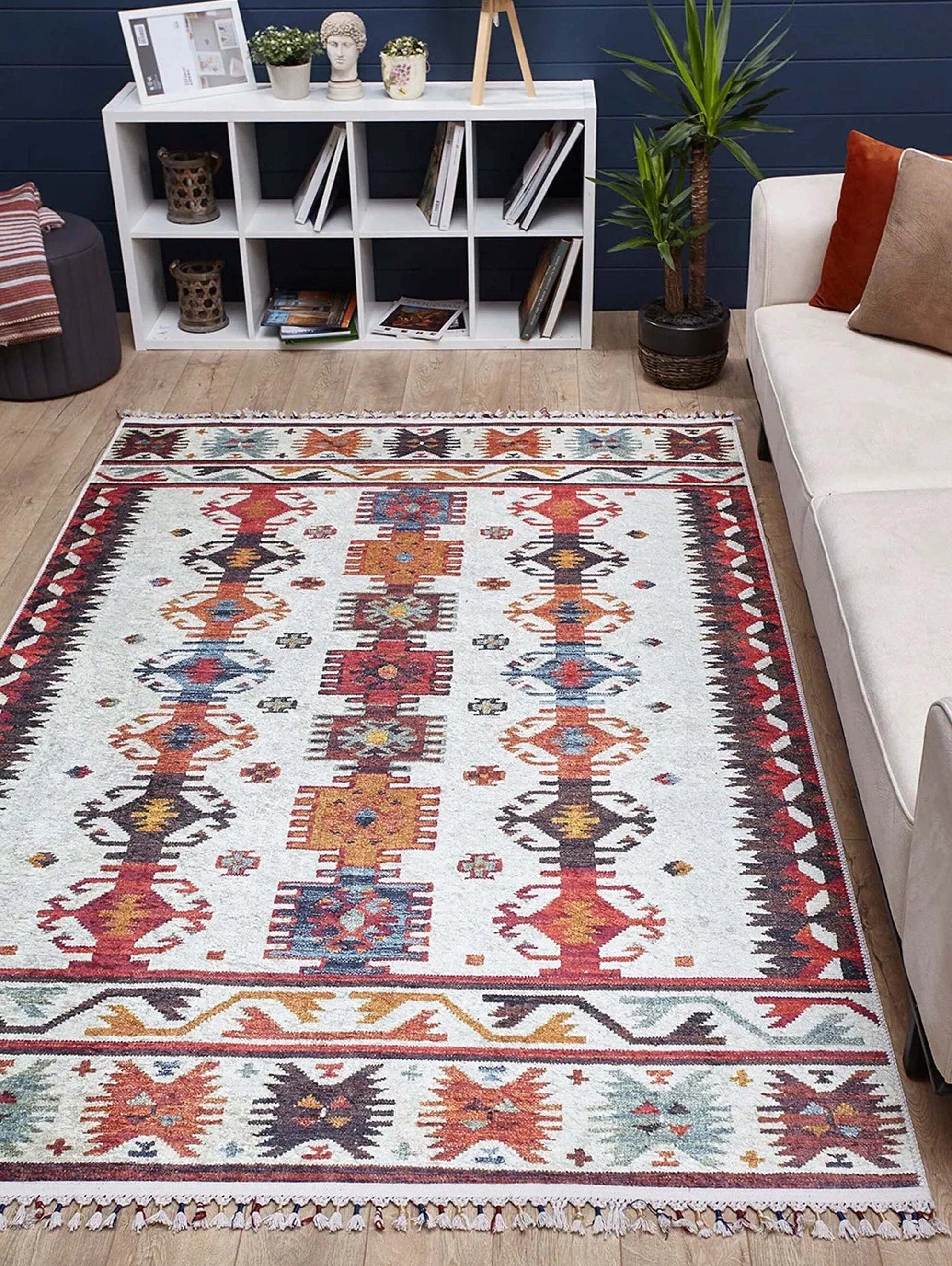 Güneybatı Aztek Desenli Renkli Kilim Halı