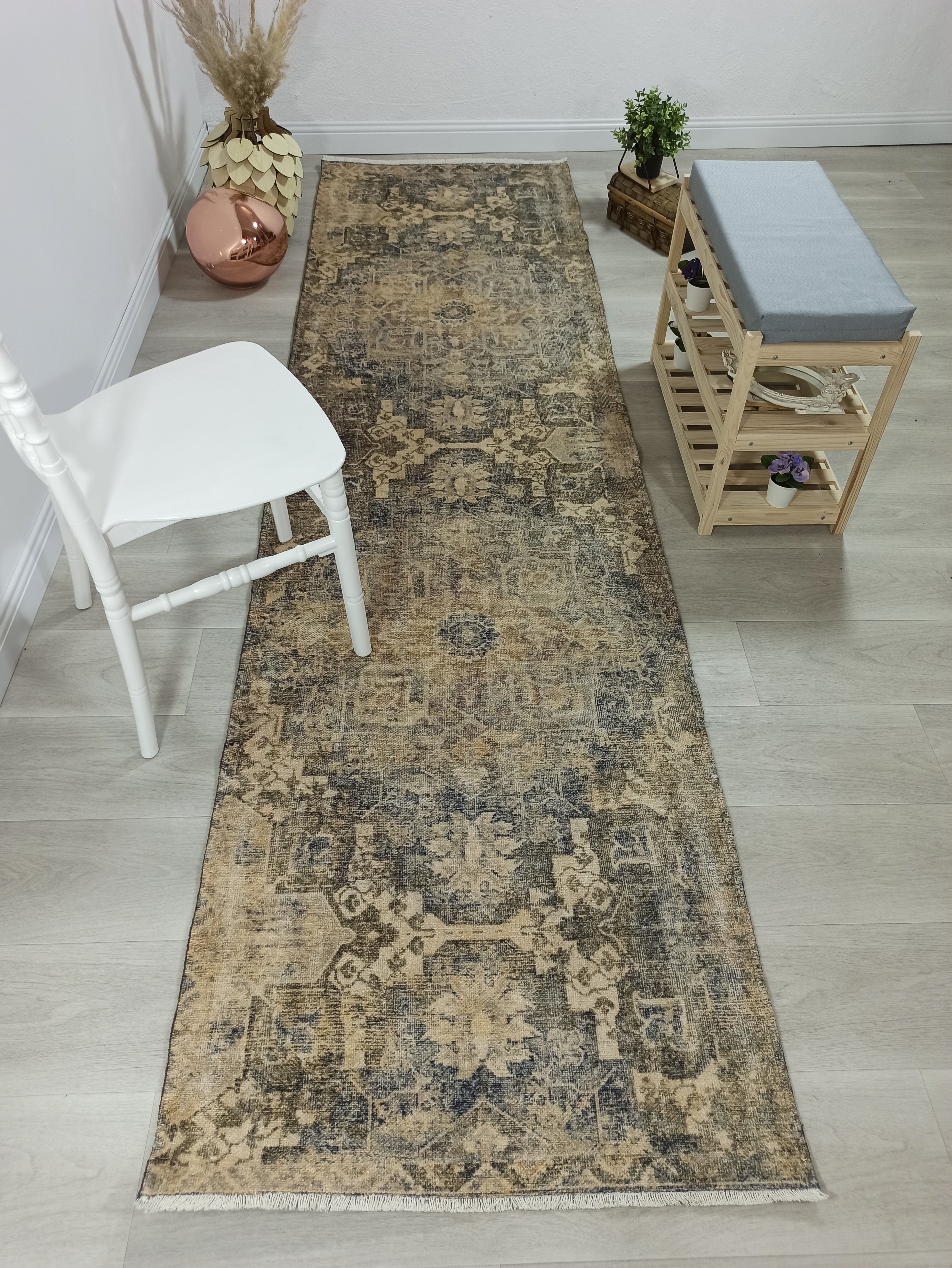 Gray Geometric Patterned Vintage Carpet - CLEARANCE - 4113OU
