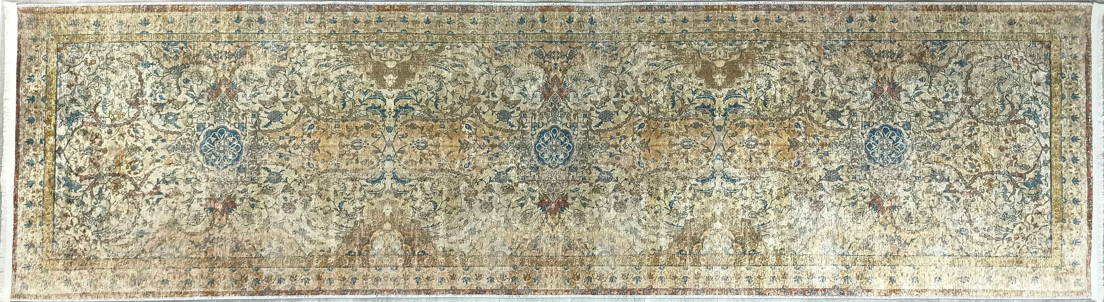 İran Bej Mavi Vintage Halı