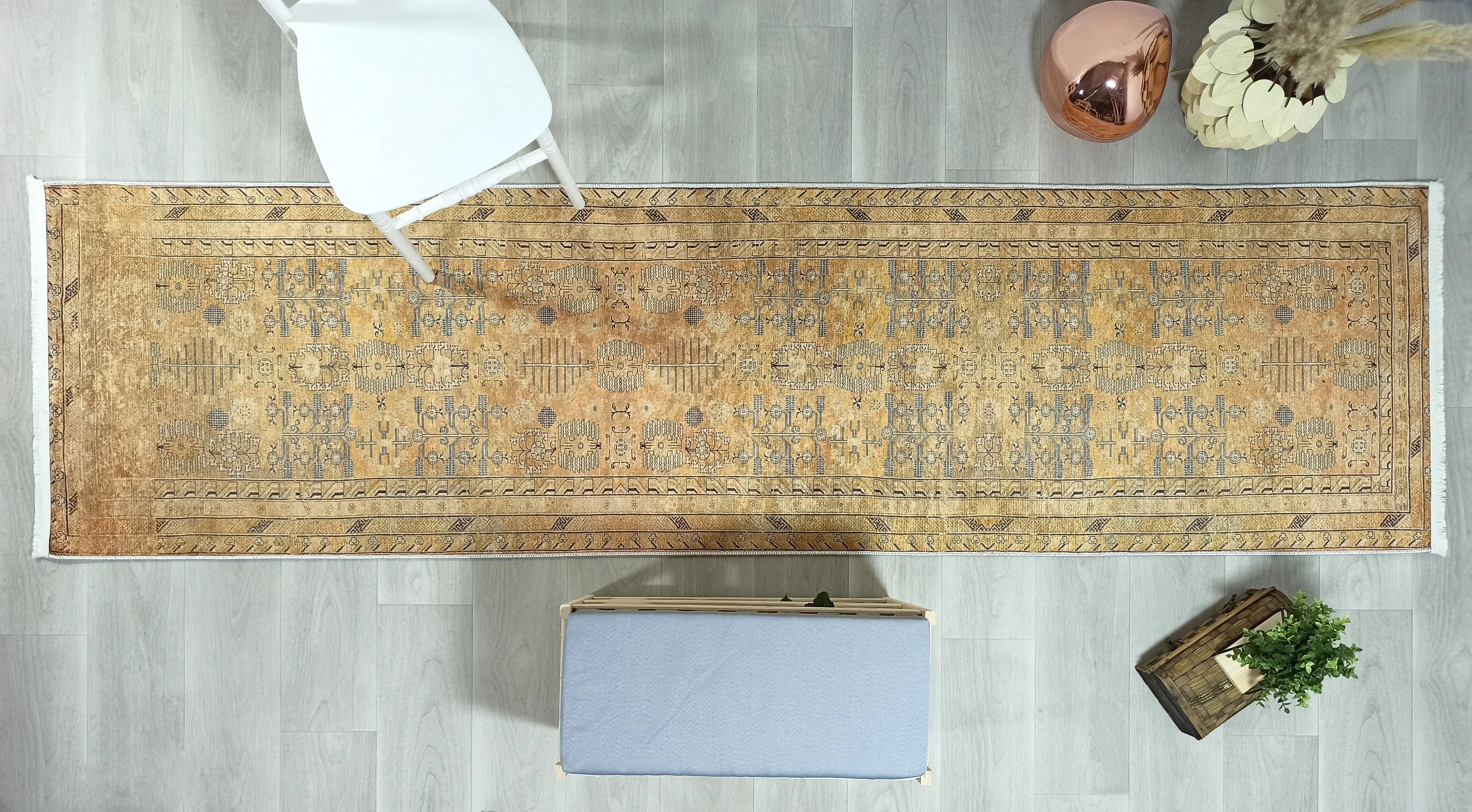İran Bej Sarı Vintage Halı