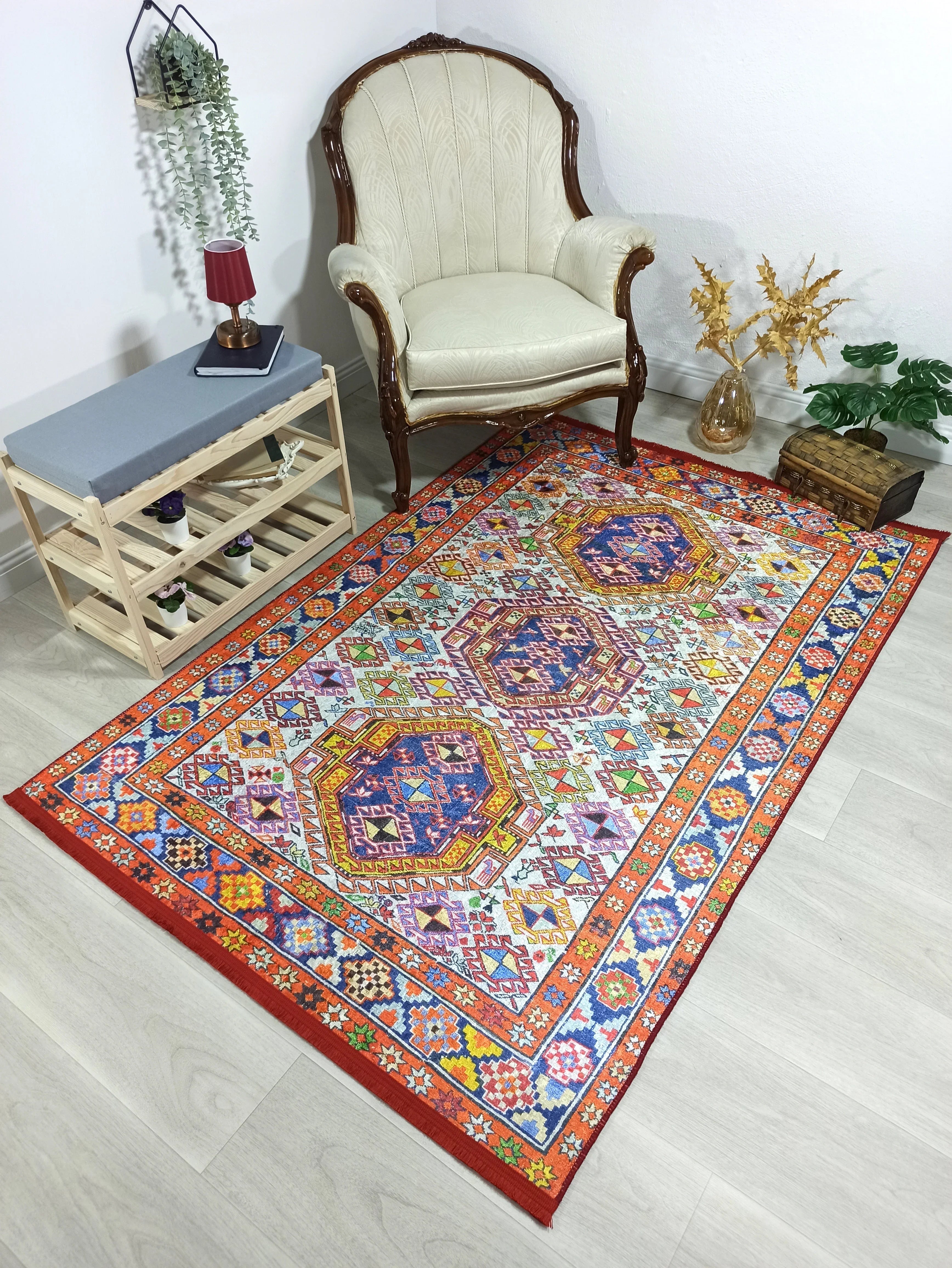 İran Doğal Bej Renkli Vintage Halı