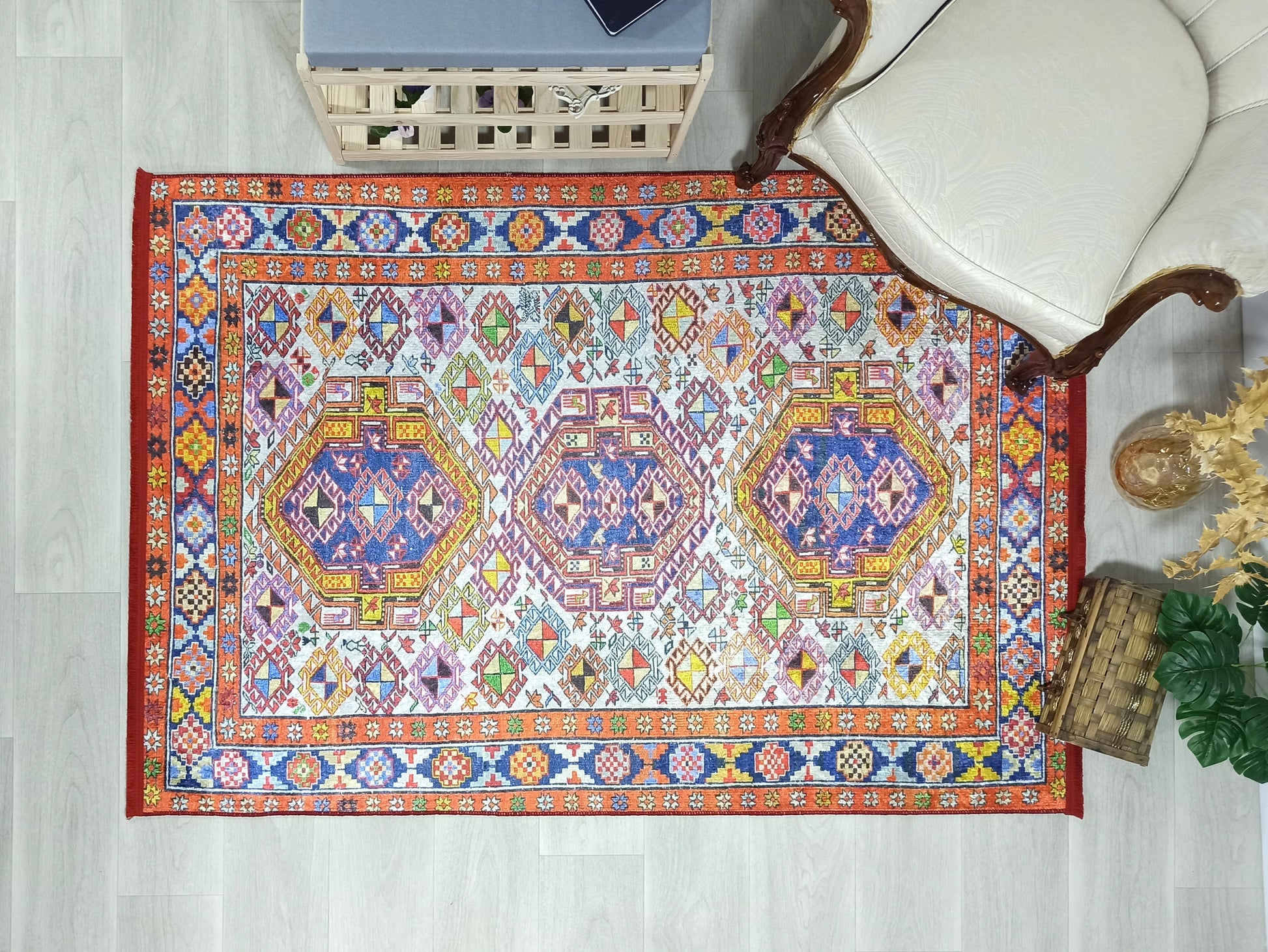 İran Doğal Bej Renkli Vintage Halı