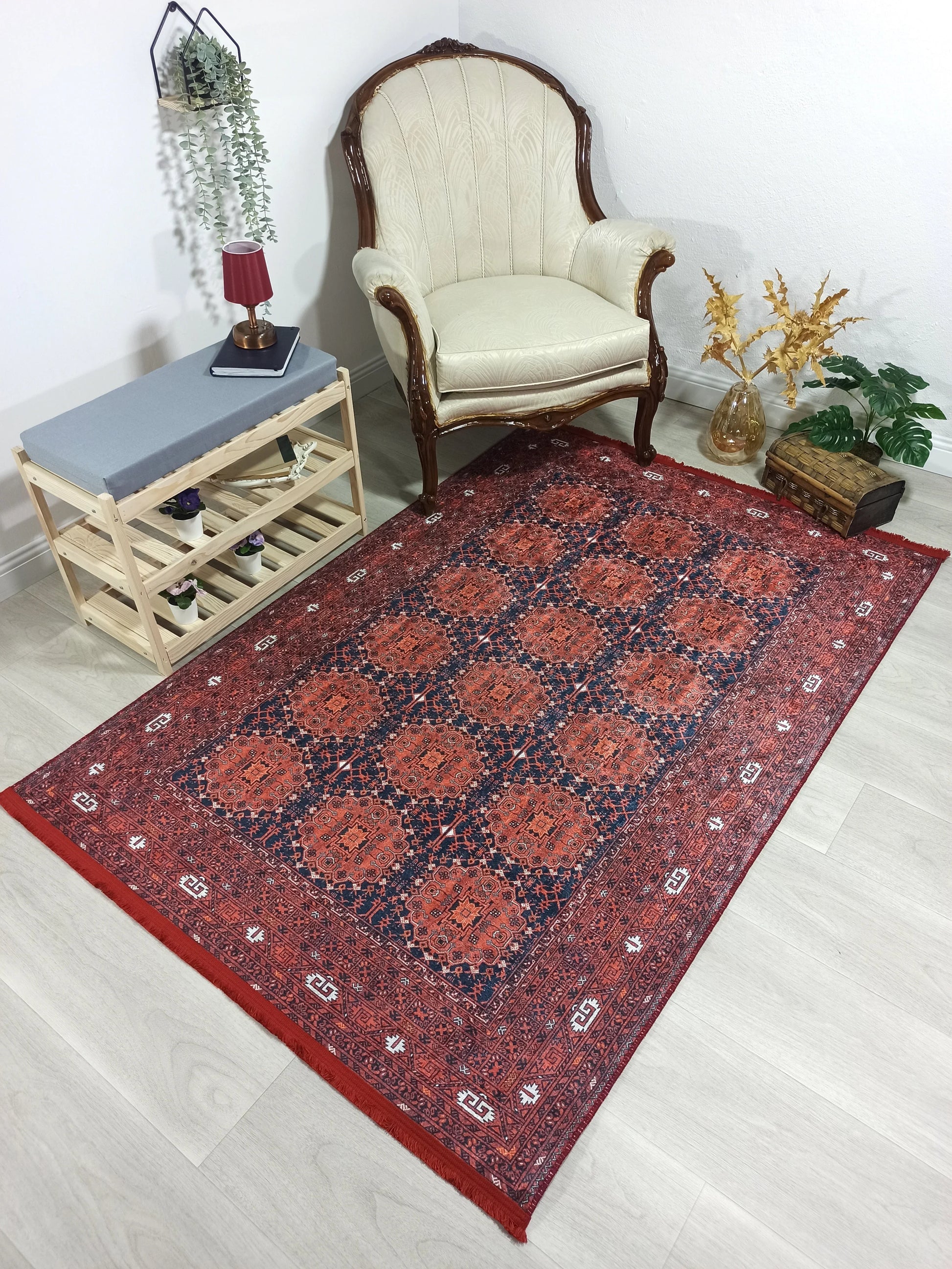 İran Kırmızı Geometrik Desenli Halı