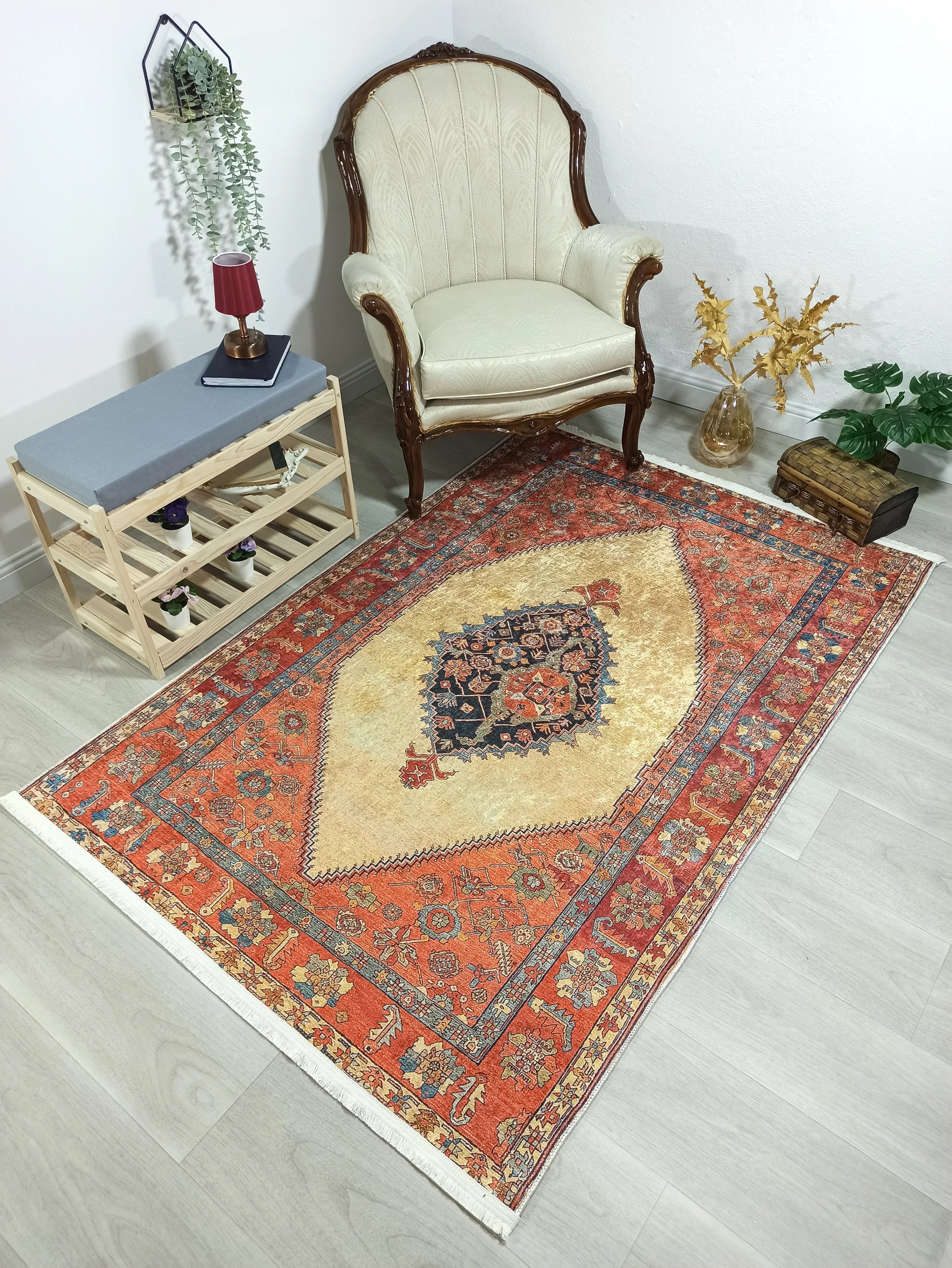 İran Turuncu Bej Vintage Halı