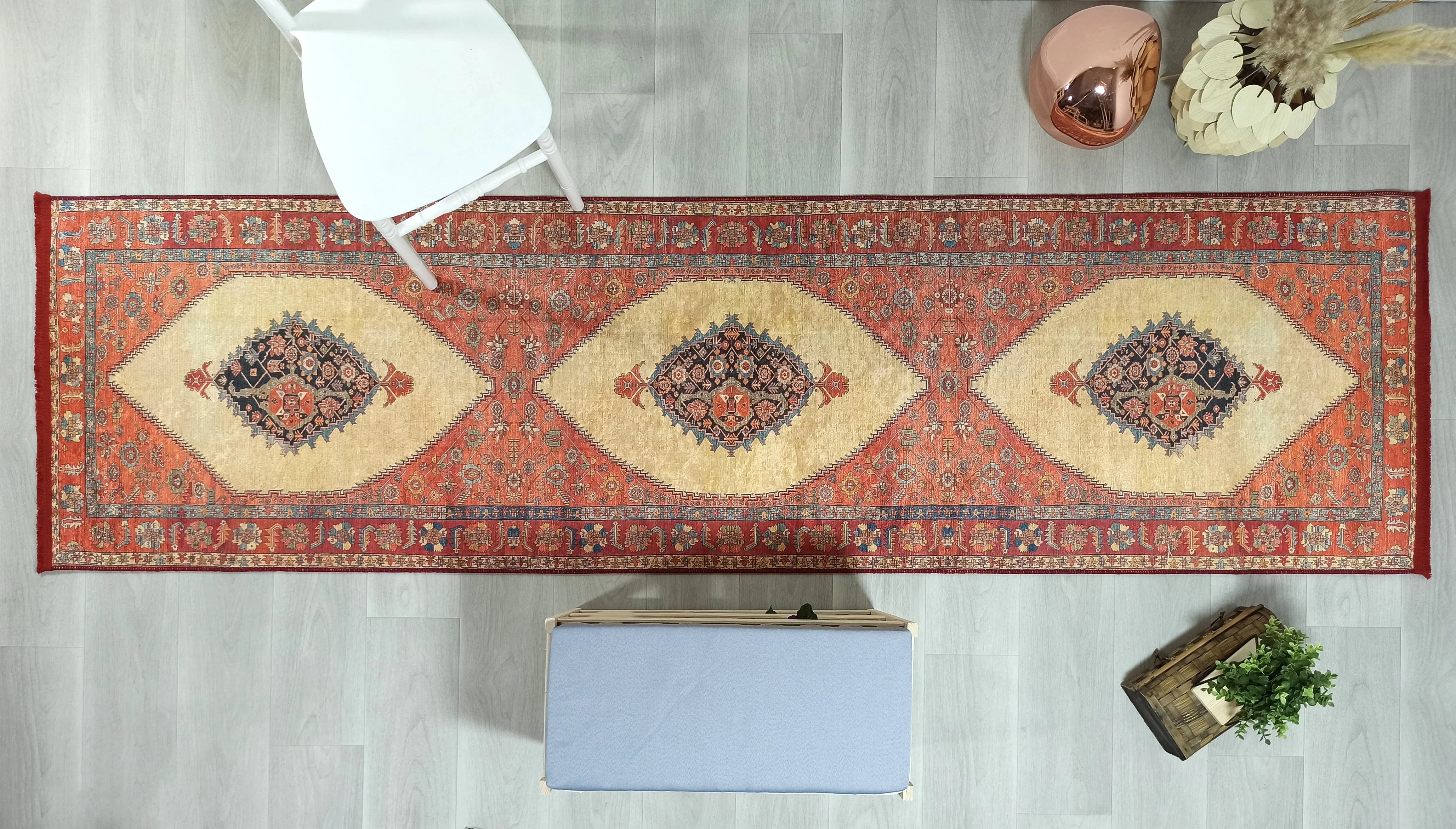 İran Turuncu Bej Vintage Halı