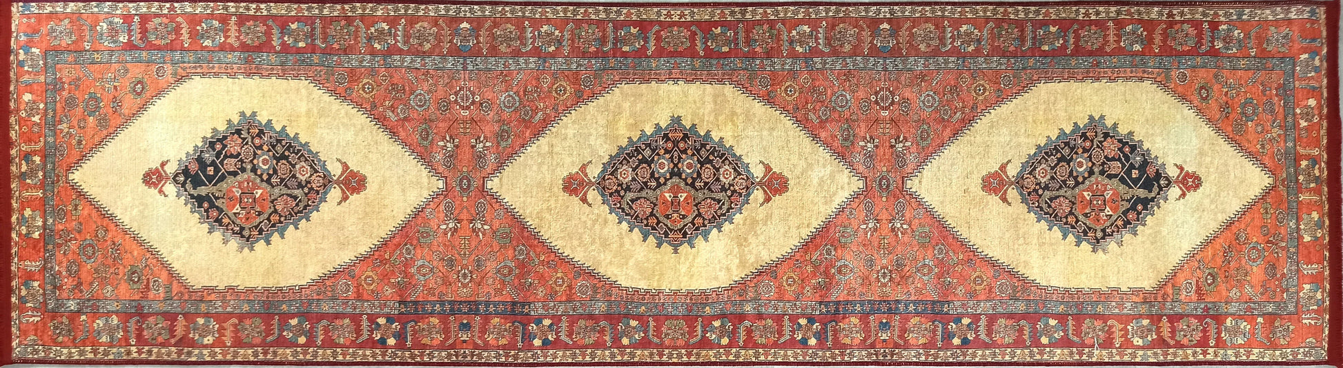 İran Turuncu Bej Vintage Halı