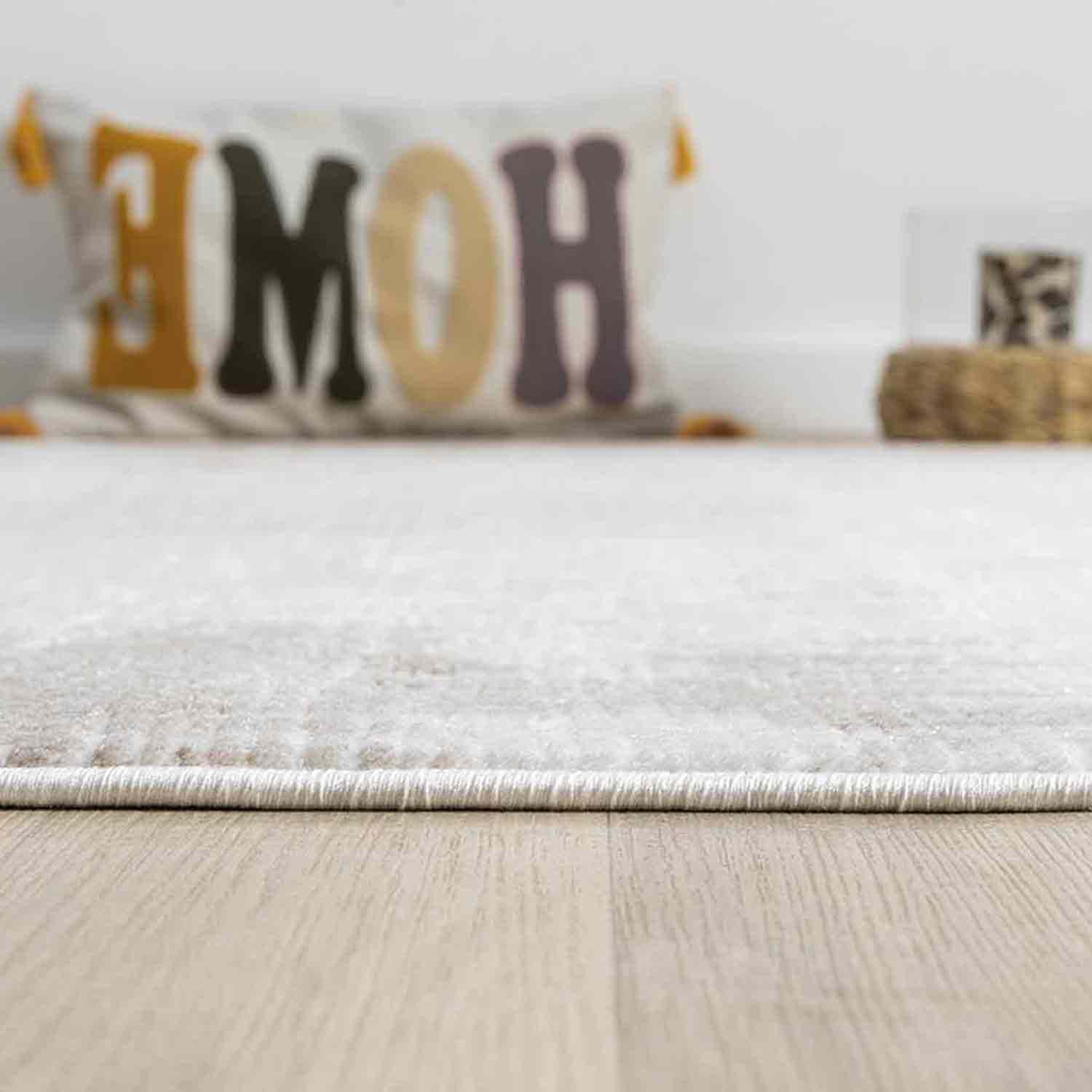 Kahve Bej Eskitme Bordürlü Soyut Modern Halı