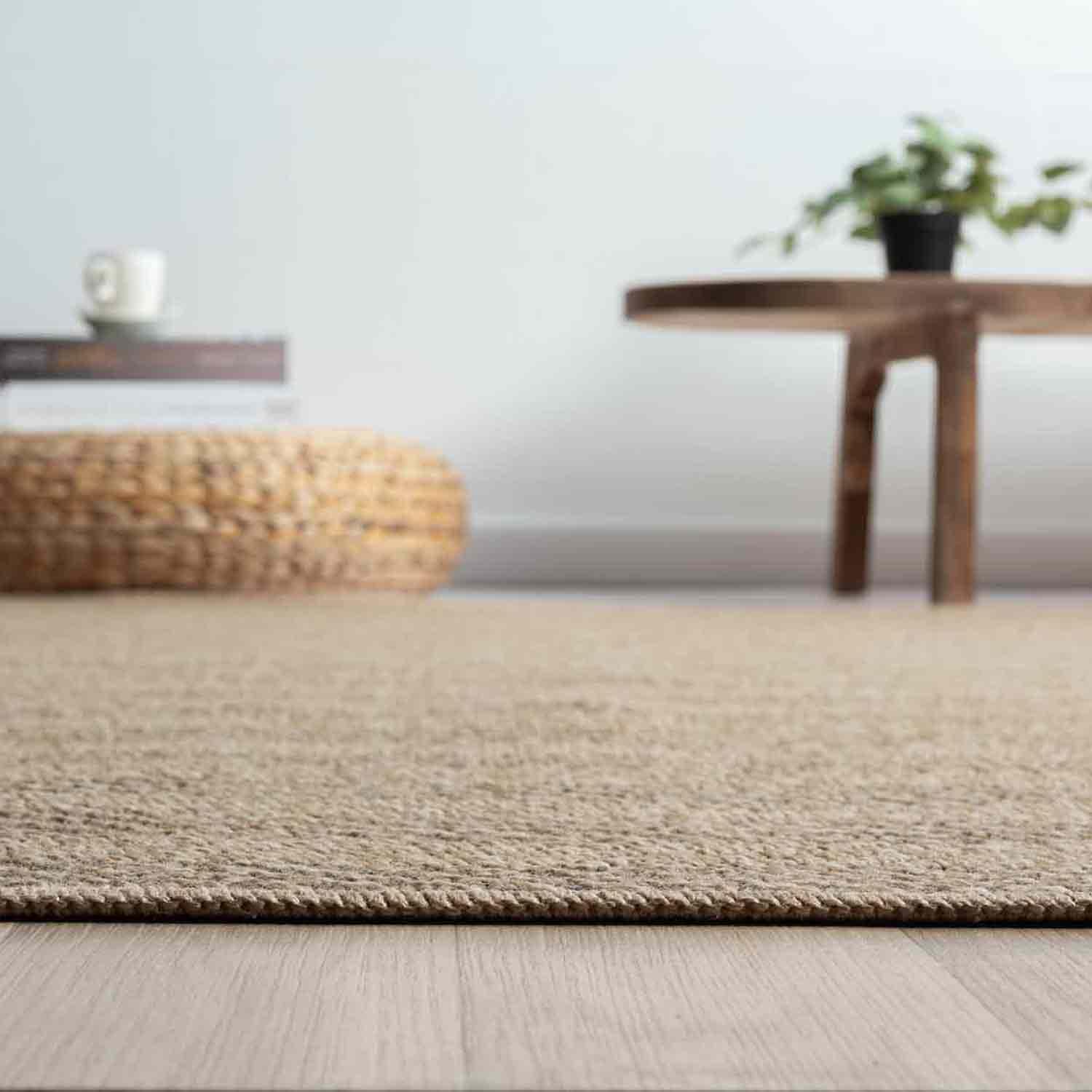 Kahve Bej Kılçık Desenli Modern Jüt Halı