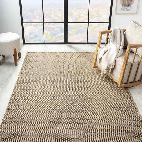 Coffee Beige Black Melange Diamond Pattern Modern Rug - L771KCW