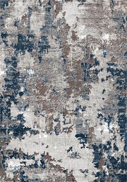 Kahve Mavi Soyut Modern Eskitme Halı