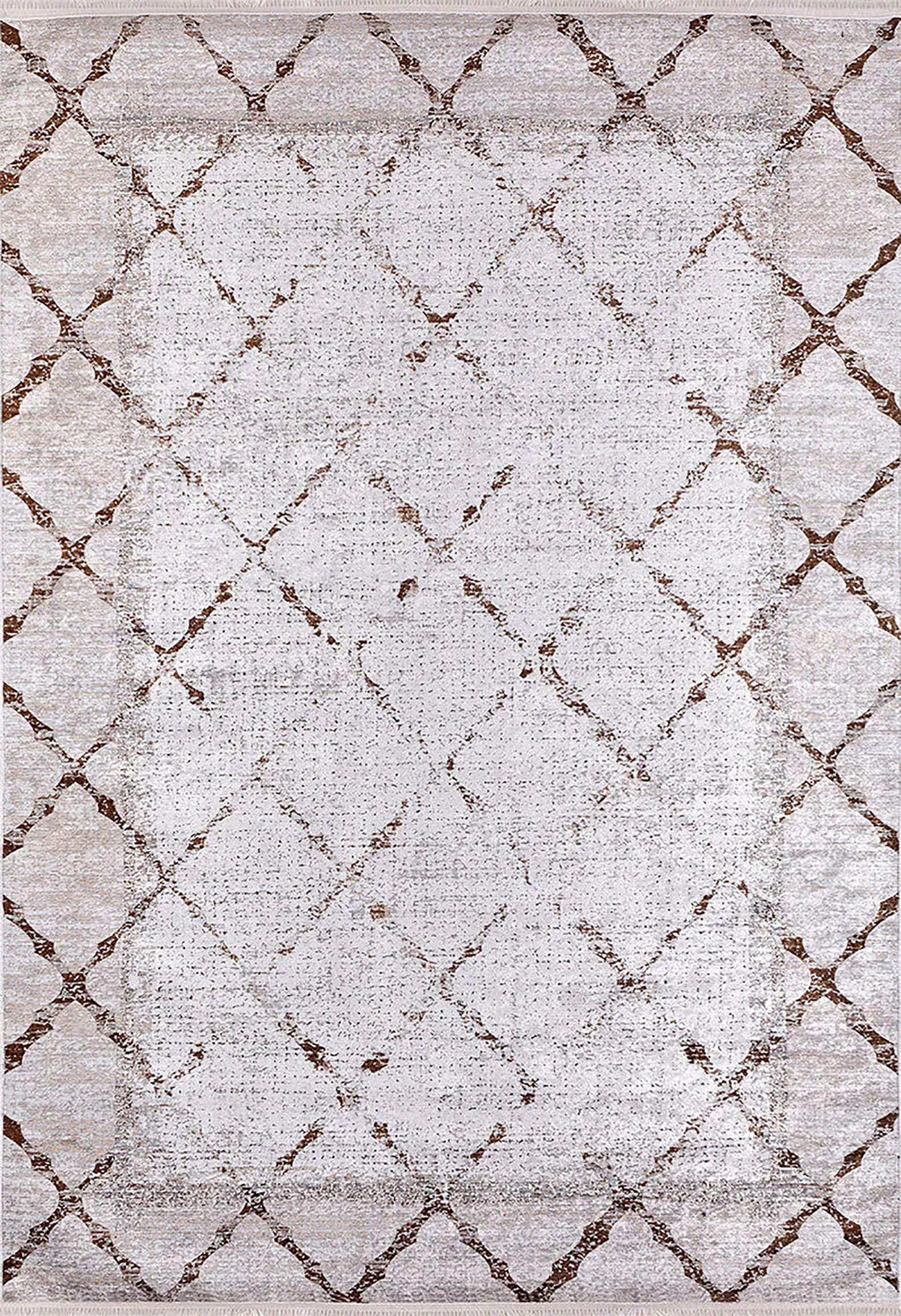 Kahverengi Bej Geometrik Antik Art Deco Halı