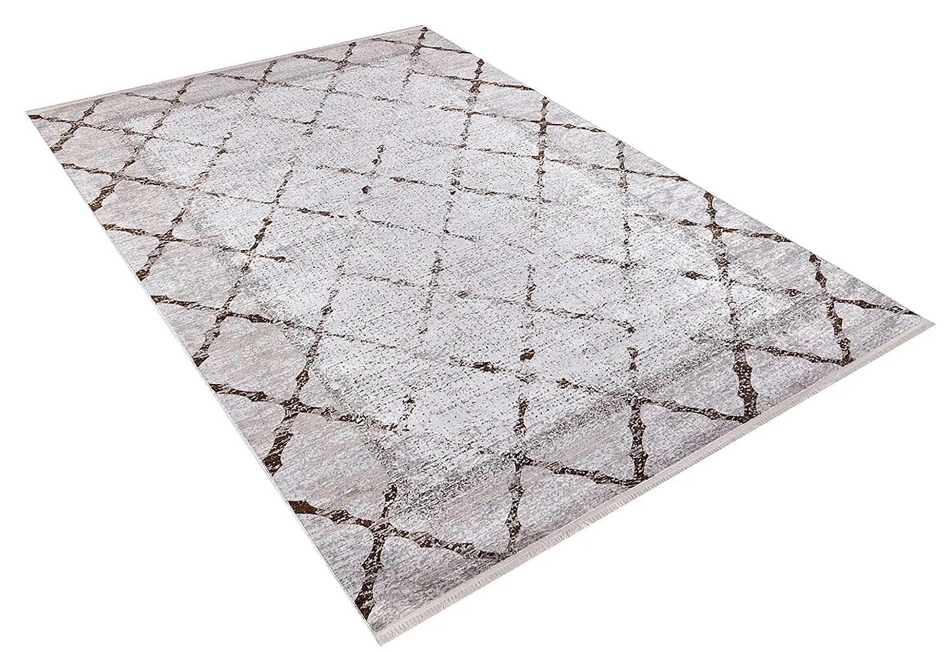 Kahverengi Bej Geometrik Antik Art Deco Halı